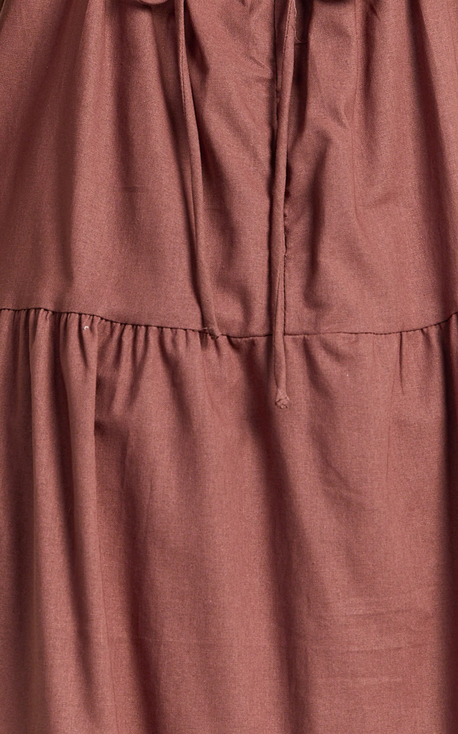 Eugene Maxi Dress - Beaded Strap Tiered Maxi Dress in Brown