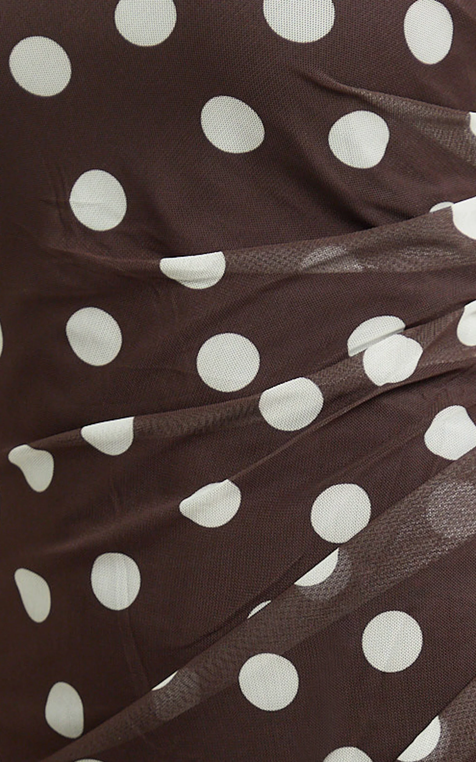 Lia Maxi Dress - Off Shoulder Slip Dress in Chocolate White Spot