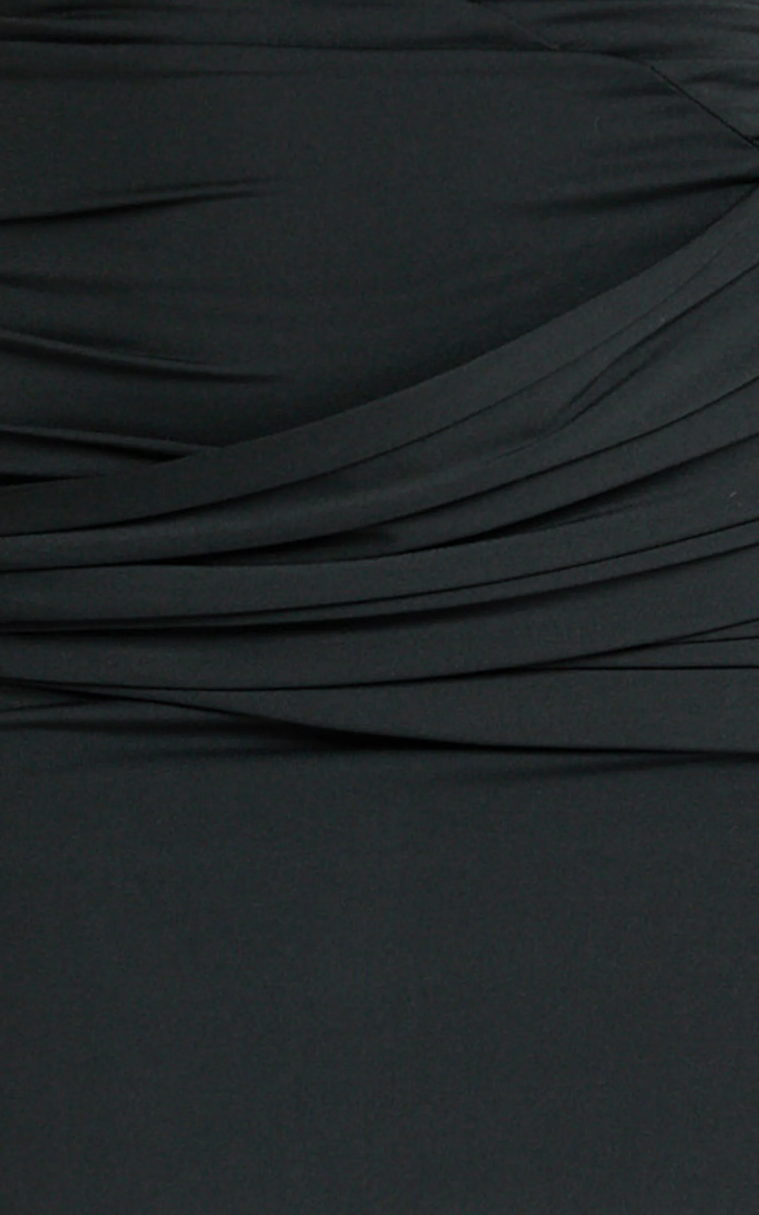 Ginny Maxi Dress - Asymmetric Neck Waist Tie Dress in Black