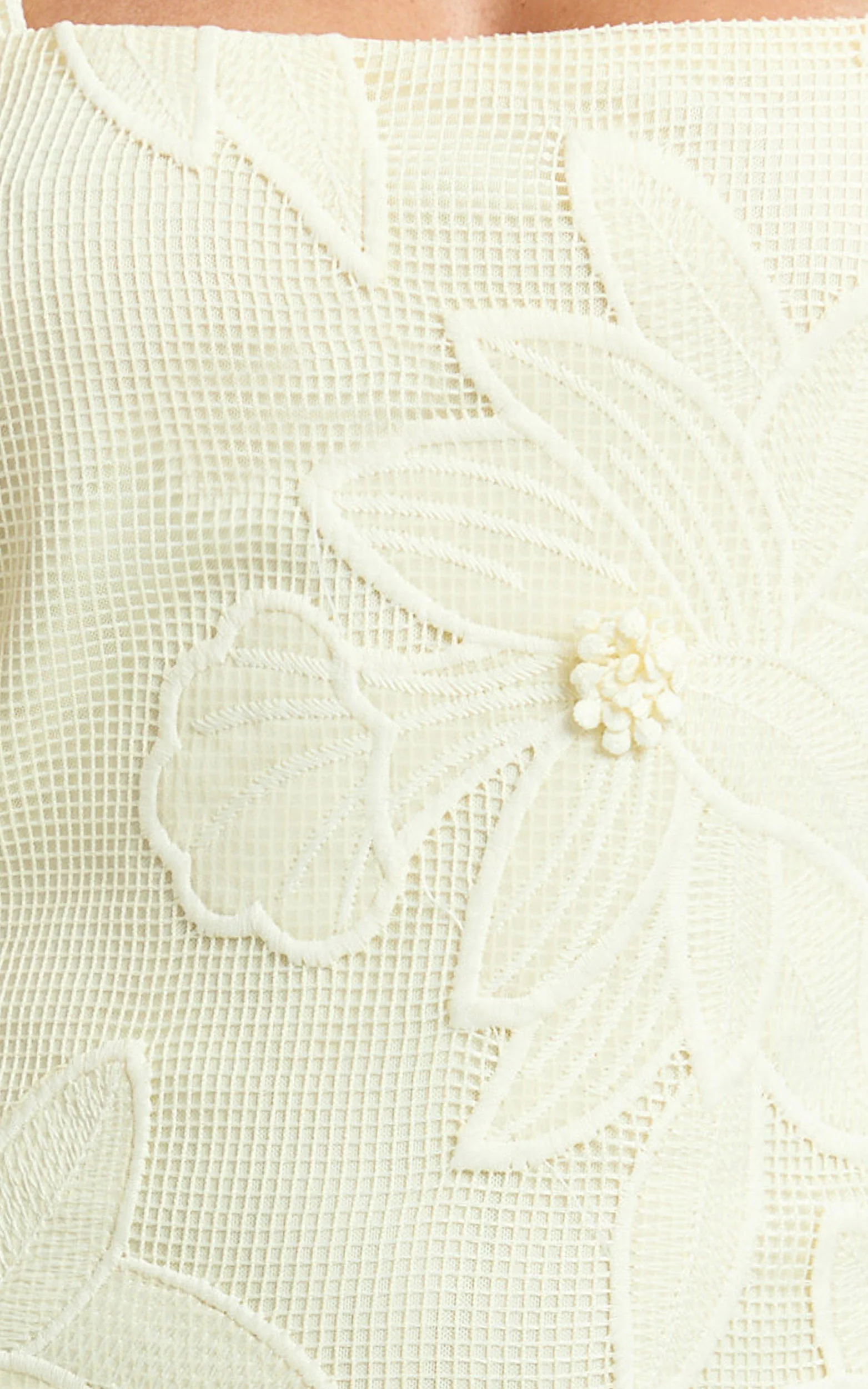 Sienna Mini Dress - Square Neck Floral Embroidered A Line Dress in Lemon