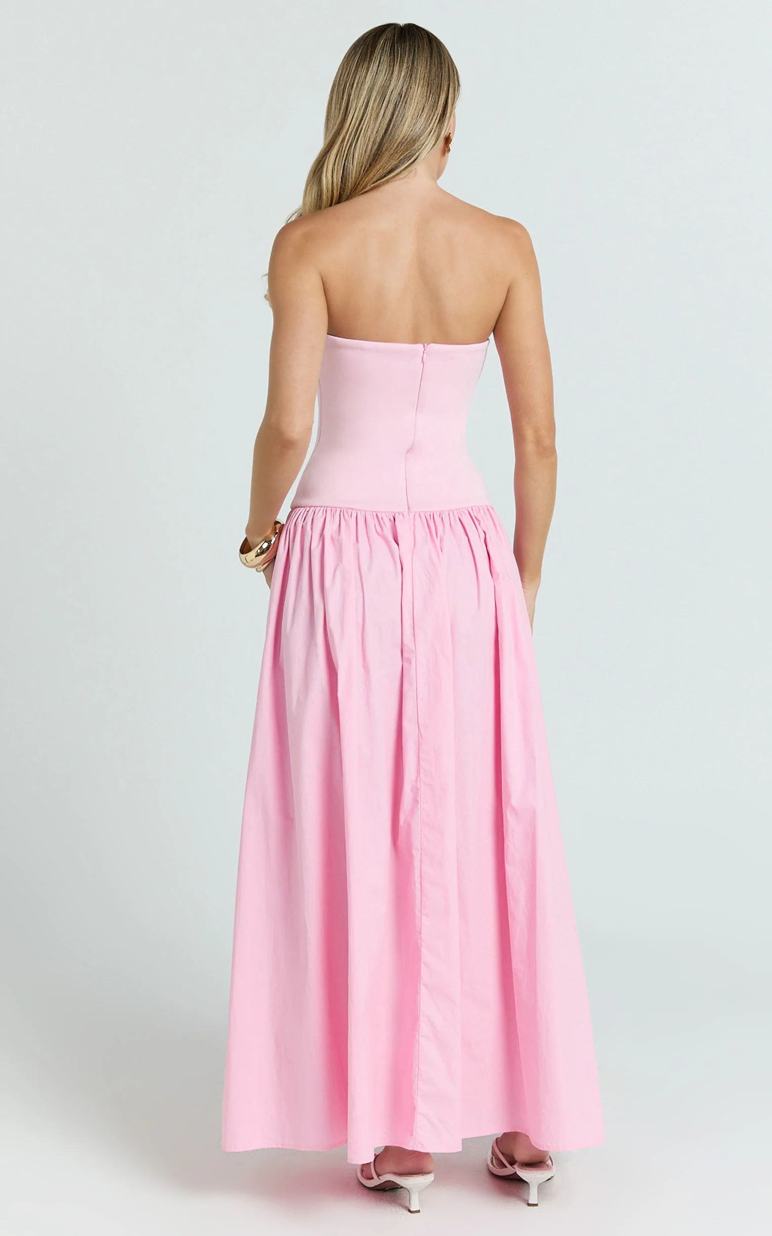 Cheyenne Maxi Dress - Strapless A Line Dress in Pink