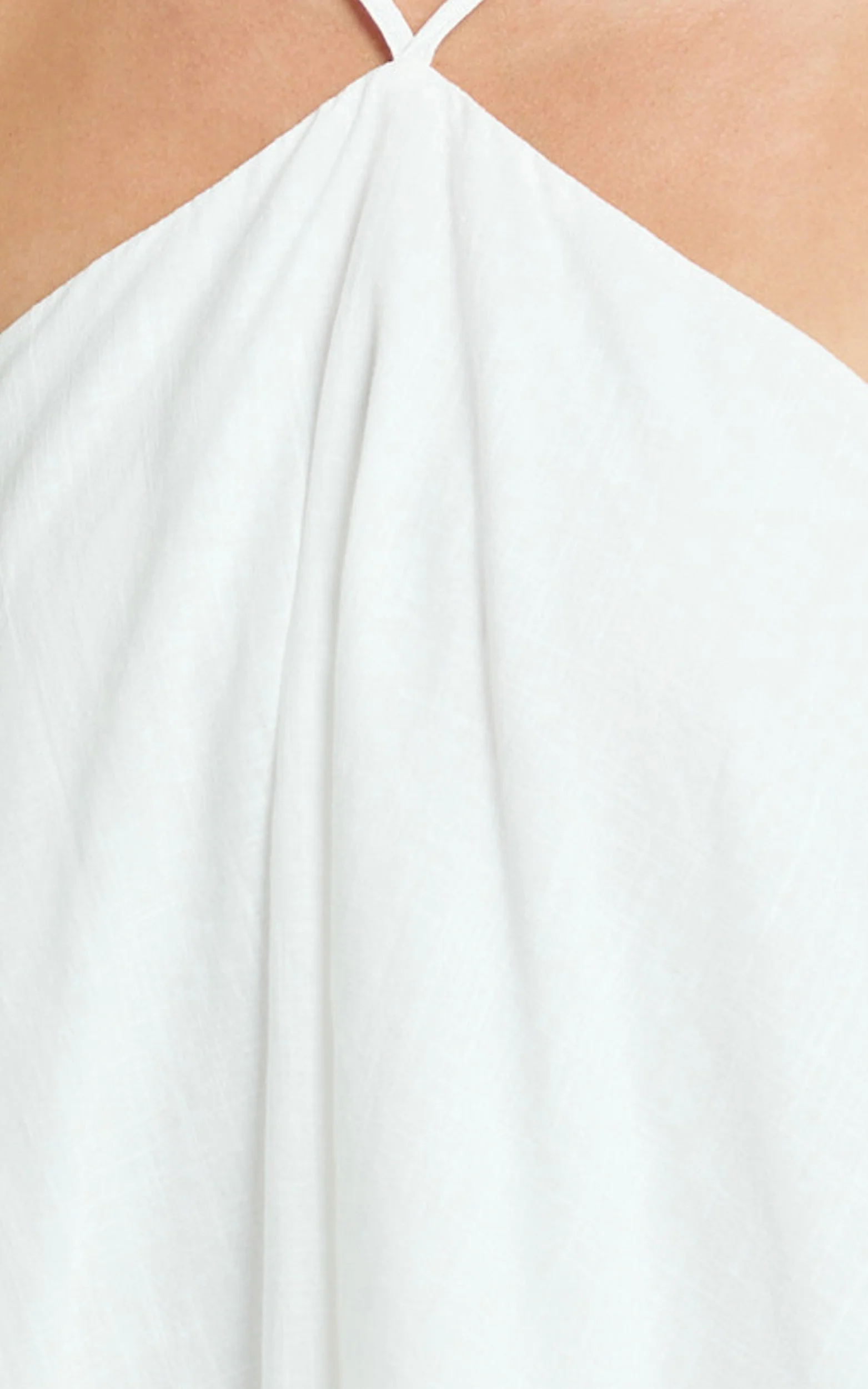 Salma Mini Dress - Halter Neck Trapeze Mini Dress in Off White