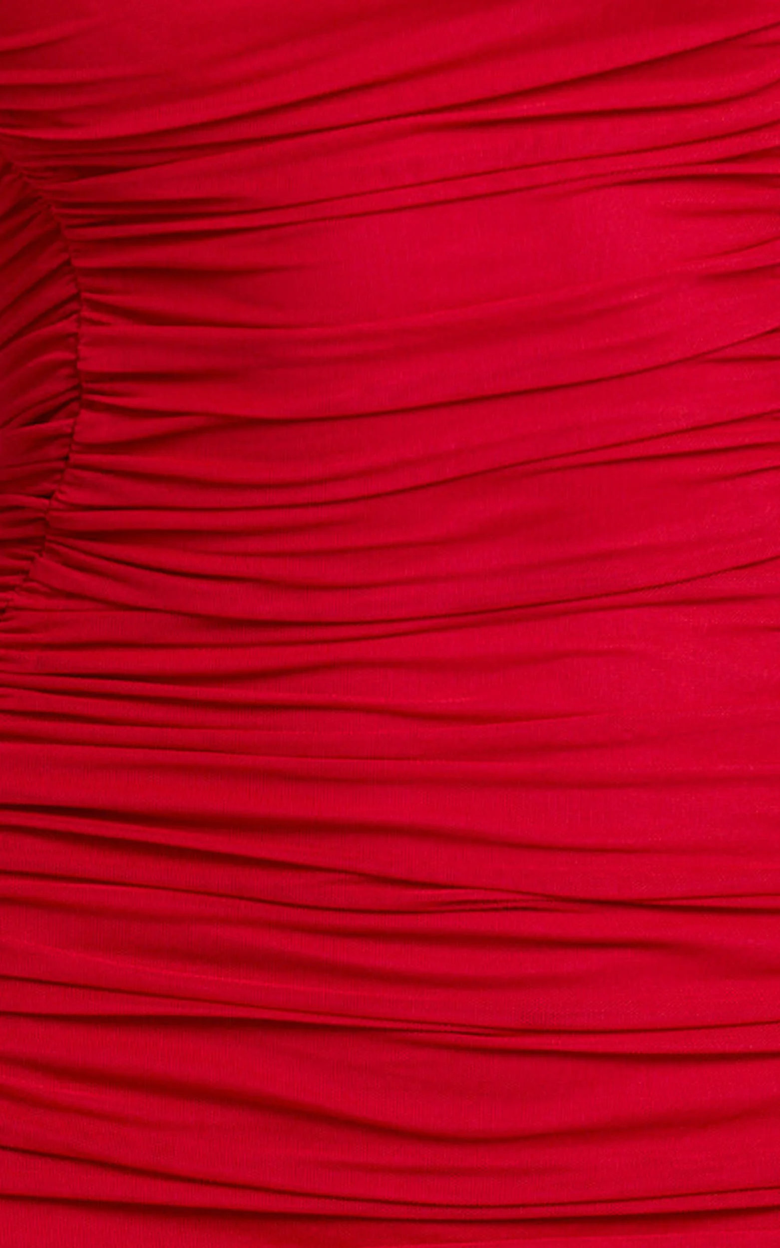 Cardi Maxi Dress - Ruched Mesh High Leg Split Dress in Red