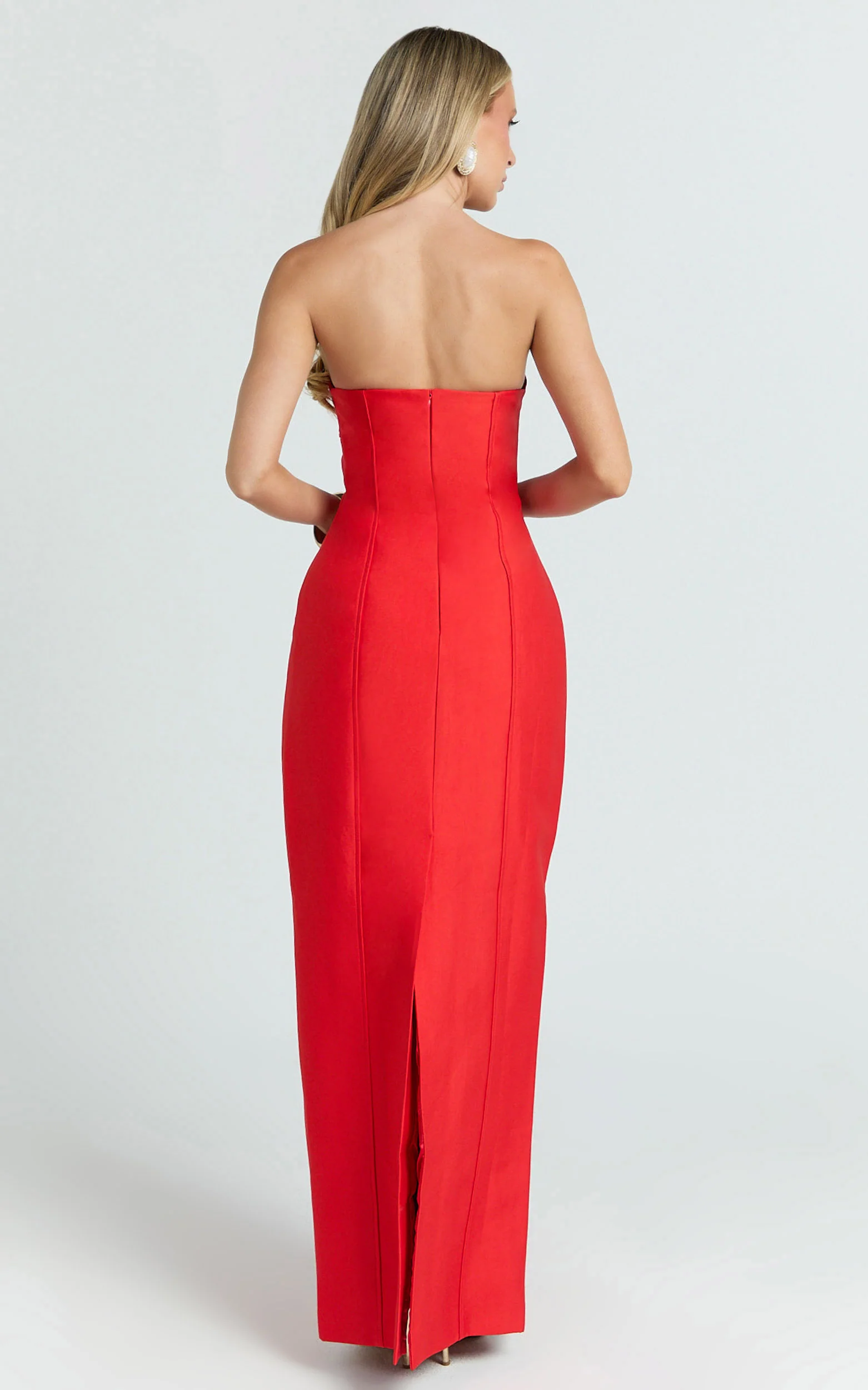 Lucie Maxi Dress - Sweetheart Neck Column Dress in Red