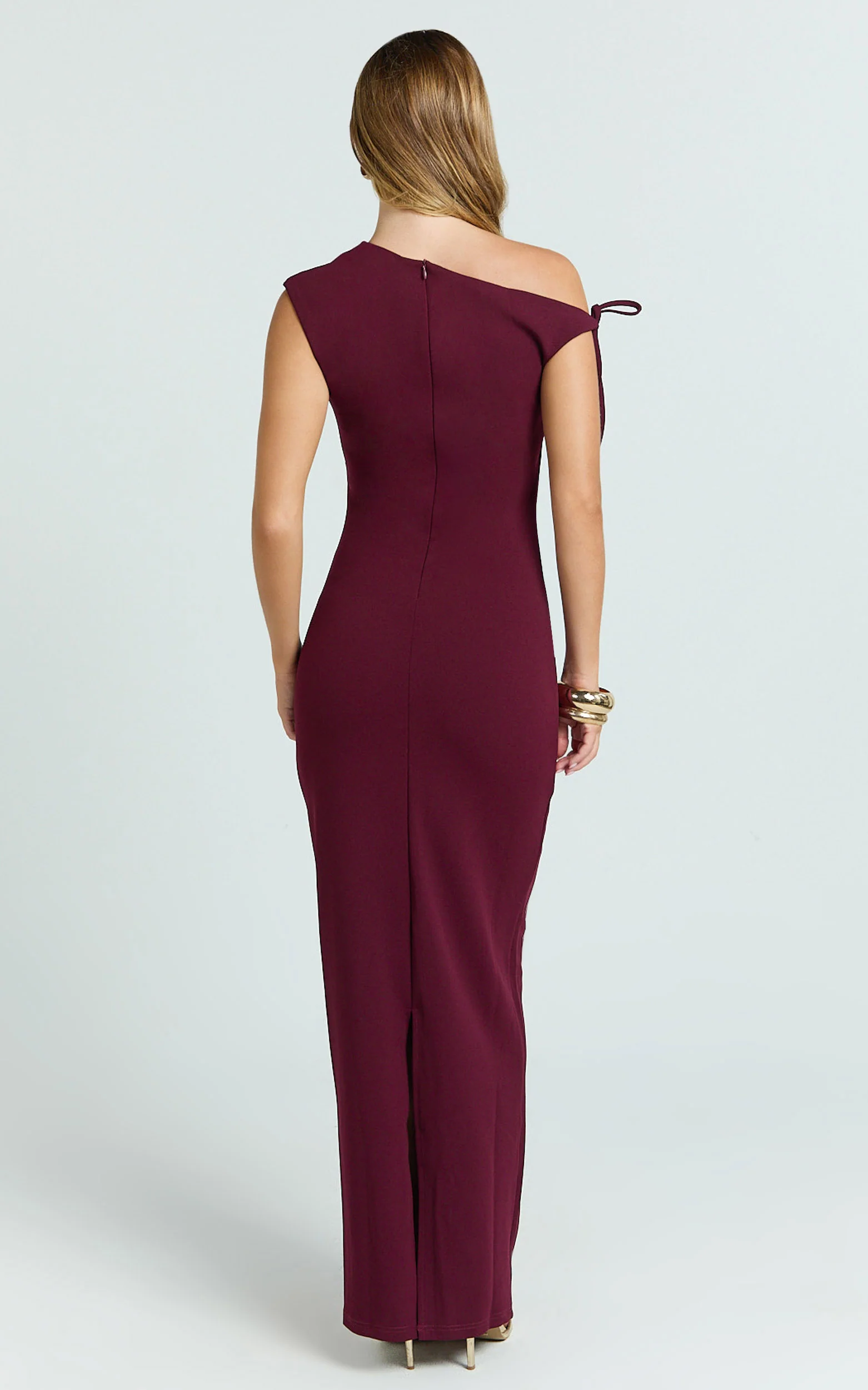 Belle Maxi Dress - Tie Shoulder Detail Dress in Wine