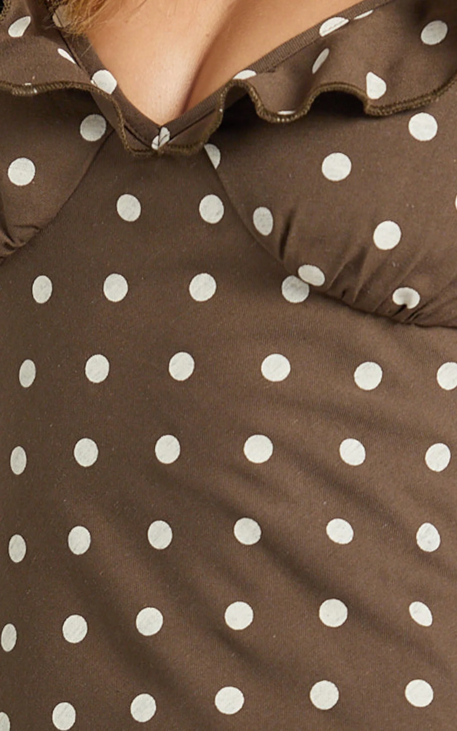 Isla Maxi Dress - Ruffle Sleeve Polka Dot Dress in Chocolate Polka Dot
