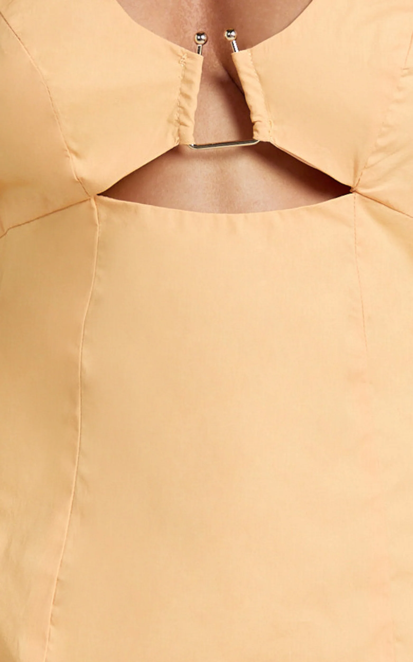 Jaycee Mini Dress - Halterneck Trim Detail Fitted Dress in Orange