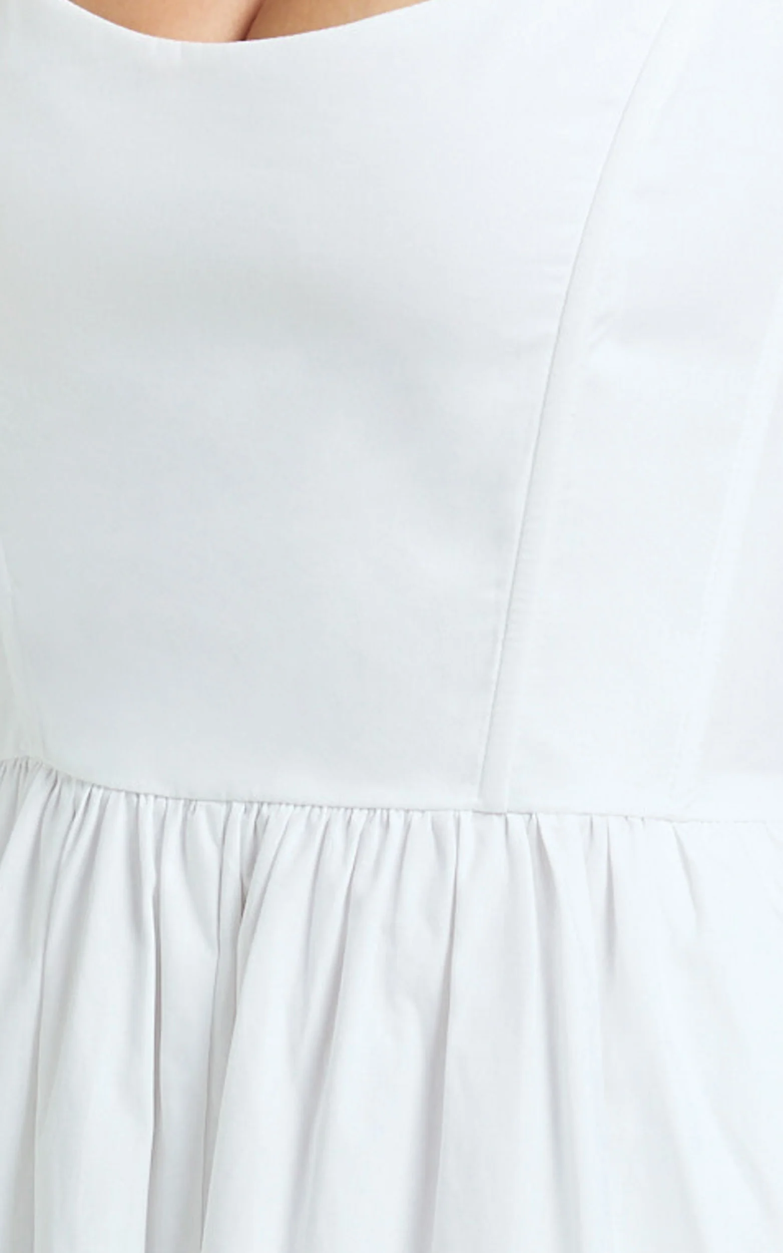 Braelyn Midi Dress - Scoop Neck Flare Dress in White