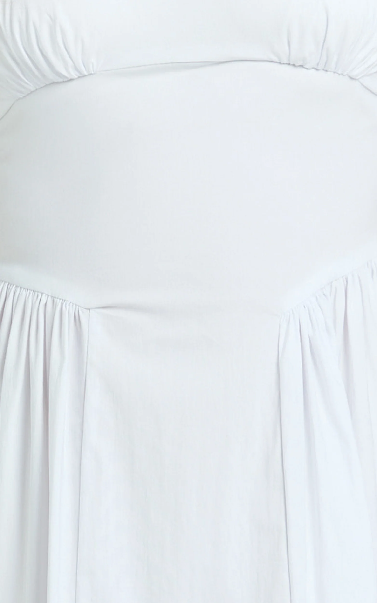 Donatella Midi Dress - Ruched Bust Fit And Flare Dress in White