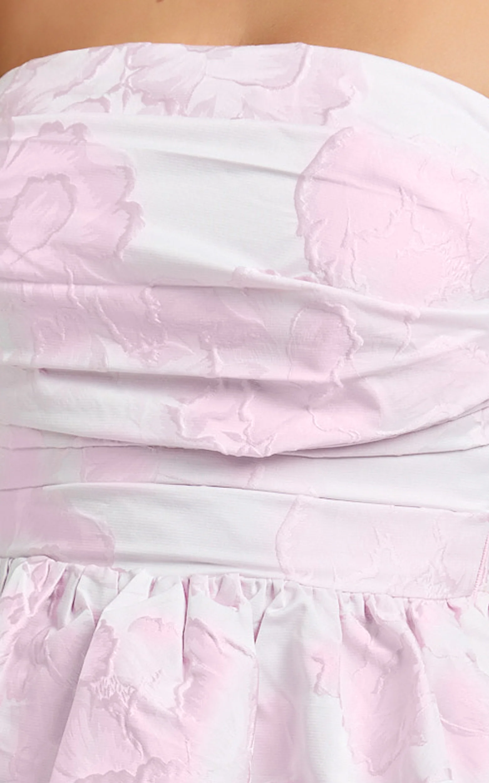 Laure Mini Dress - Strapless Jacquard Dress in Pink