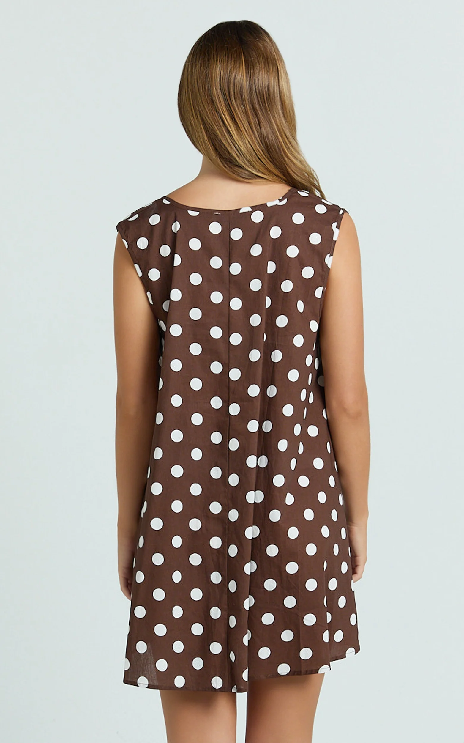 Holly Mini Dress - V Neck Dress in Chocolate Spot