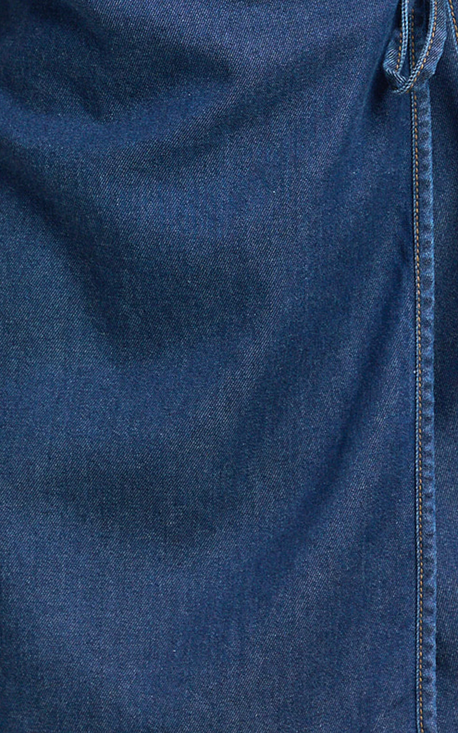 Ramira Mini Dress - Denim Halter Neck Wrap Tie Mini Dress in Raw