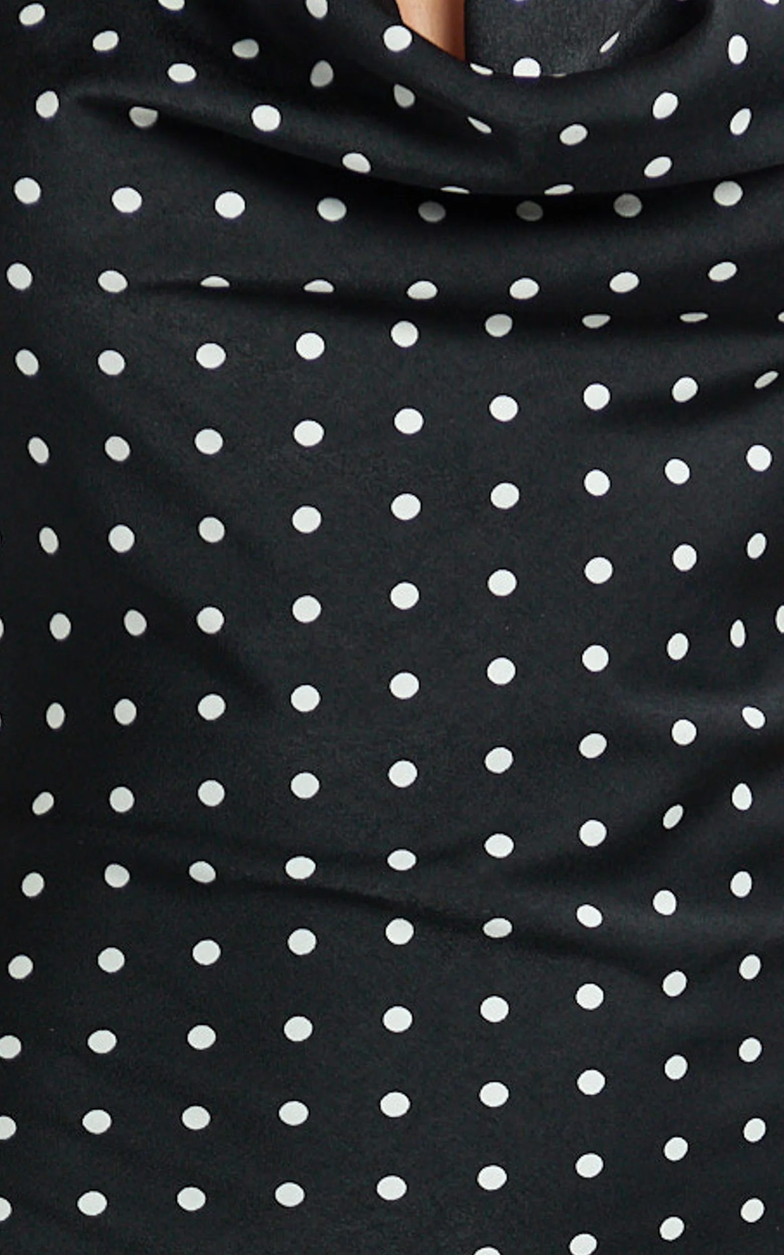 Blanca Maxi Dress - Cowl Neck Bias Cut Dress in Black Polka Dot