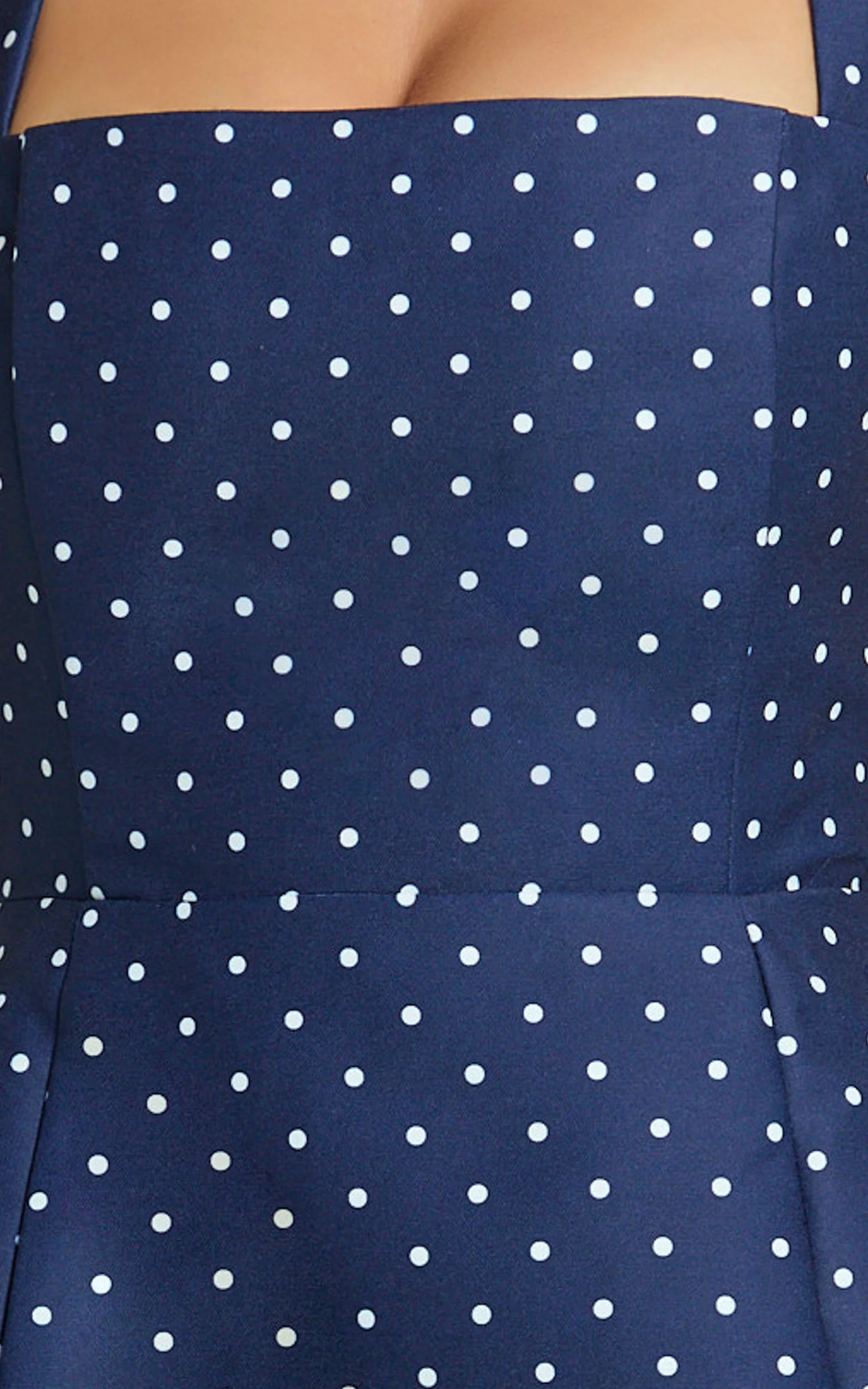 Dante Mini Dress - Halter Neck Tie Tulip Skirt Dress in Navy Polka Dot
