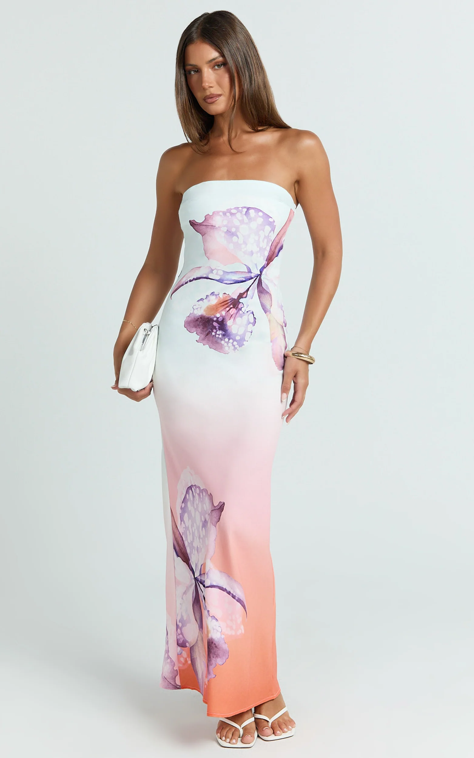 Elouise Maxi Dress - Strapless Dress in Orchid Ombre