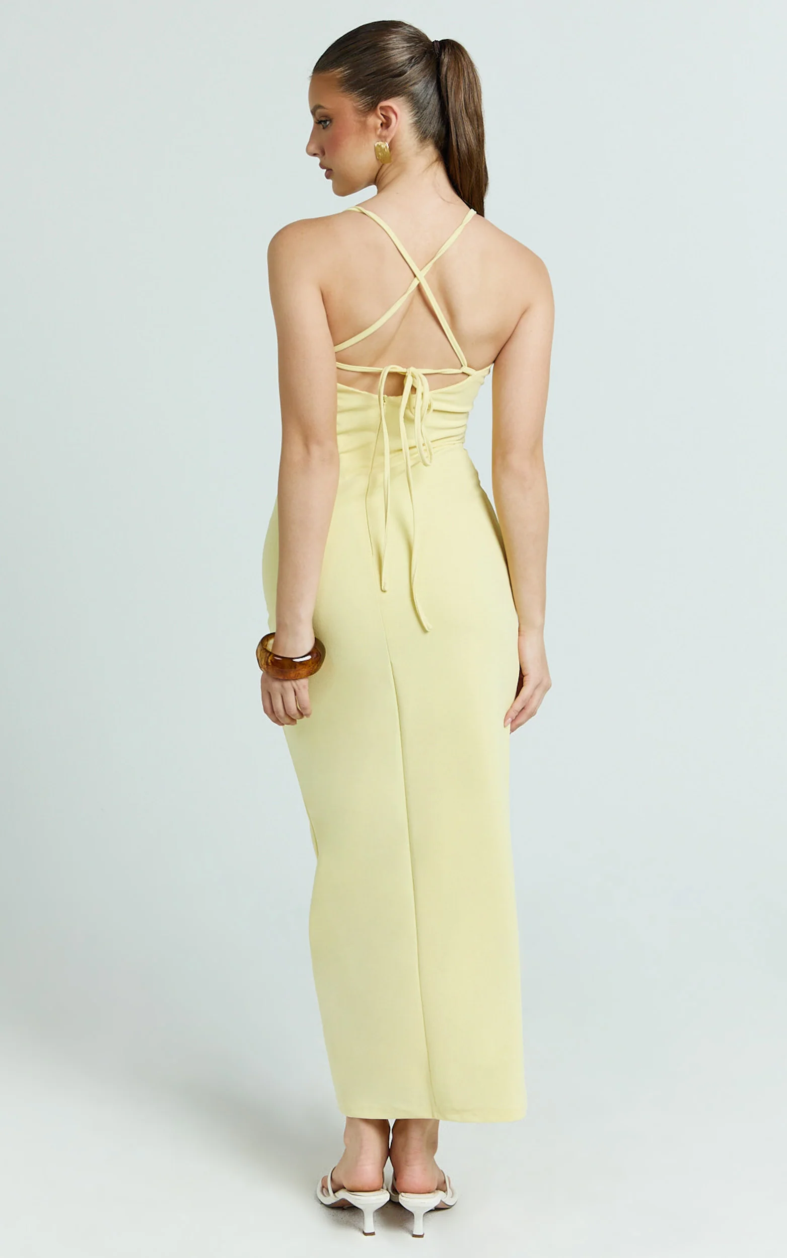 Ramirez Midi Dress - Scoop Neck Low Back Dress in Lemon