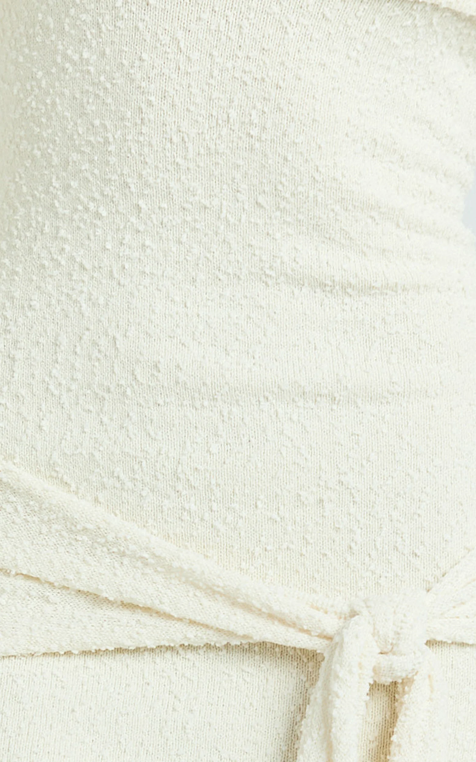 Rhianna Mini Dress - Knitted Off Shoulder Tie Waist Mini Dress in Cream