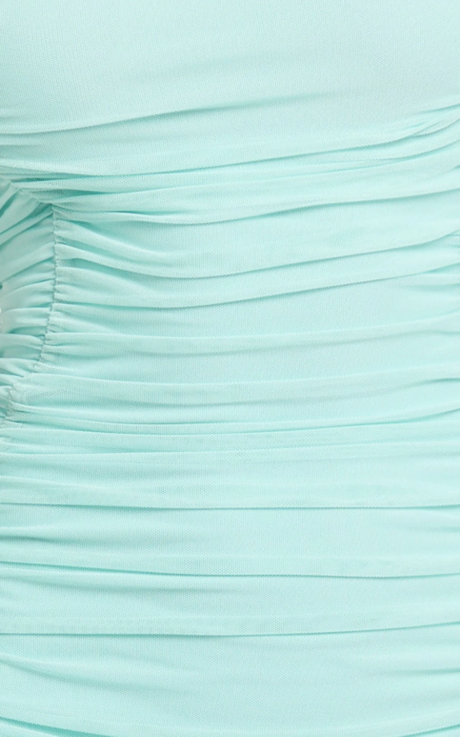 Cardi Maxi Dress - Ruched Mesh High Leg Split Dress in Mint