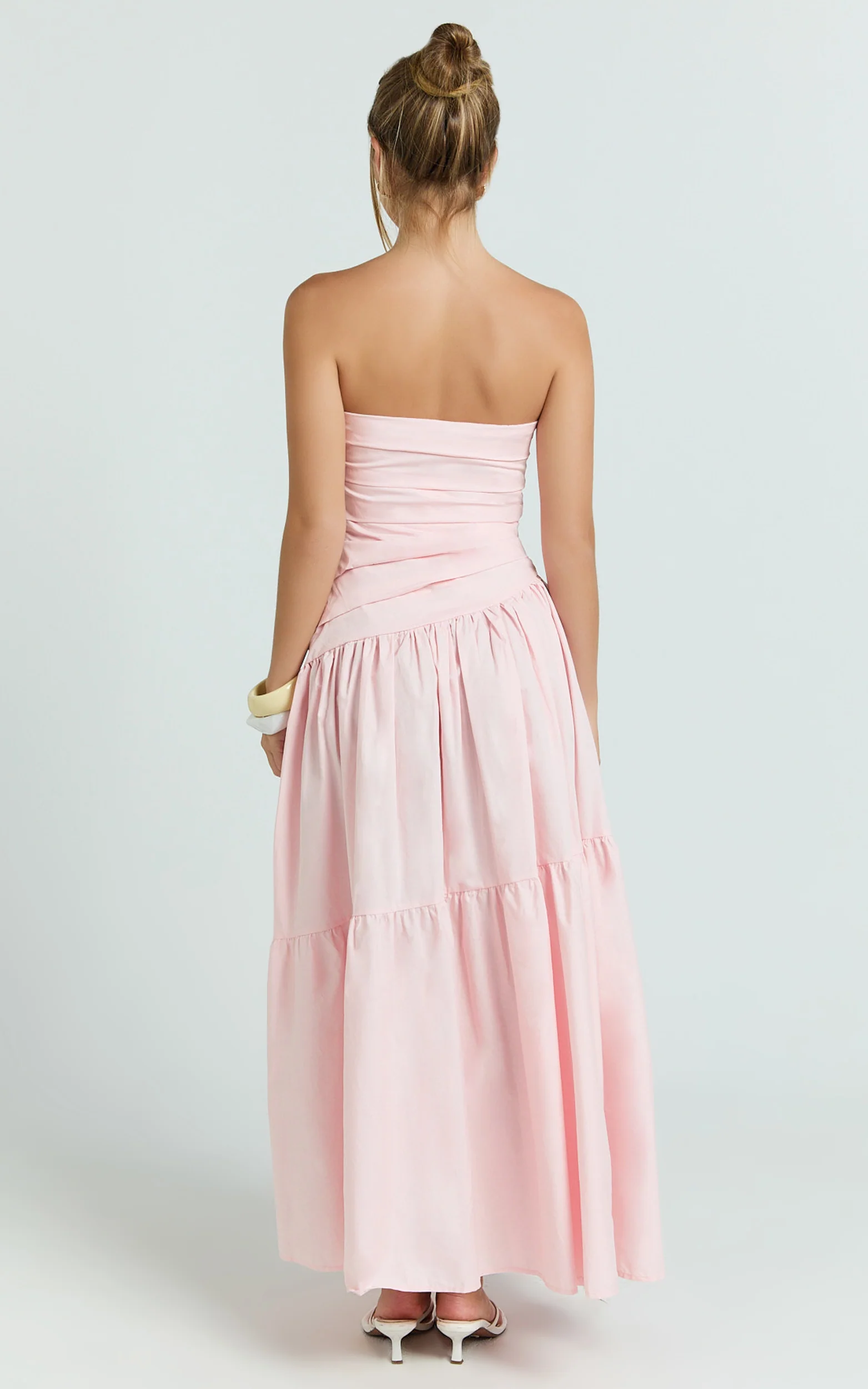 Cora Midi Dress - Strapless Dress in Pink