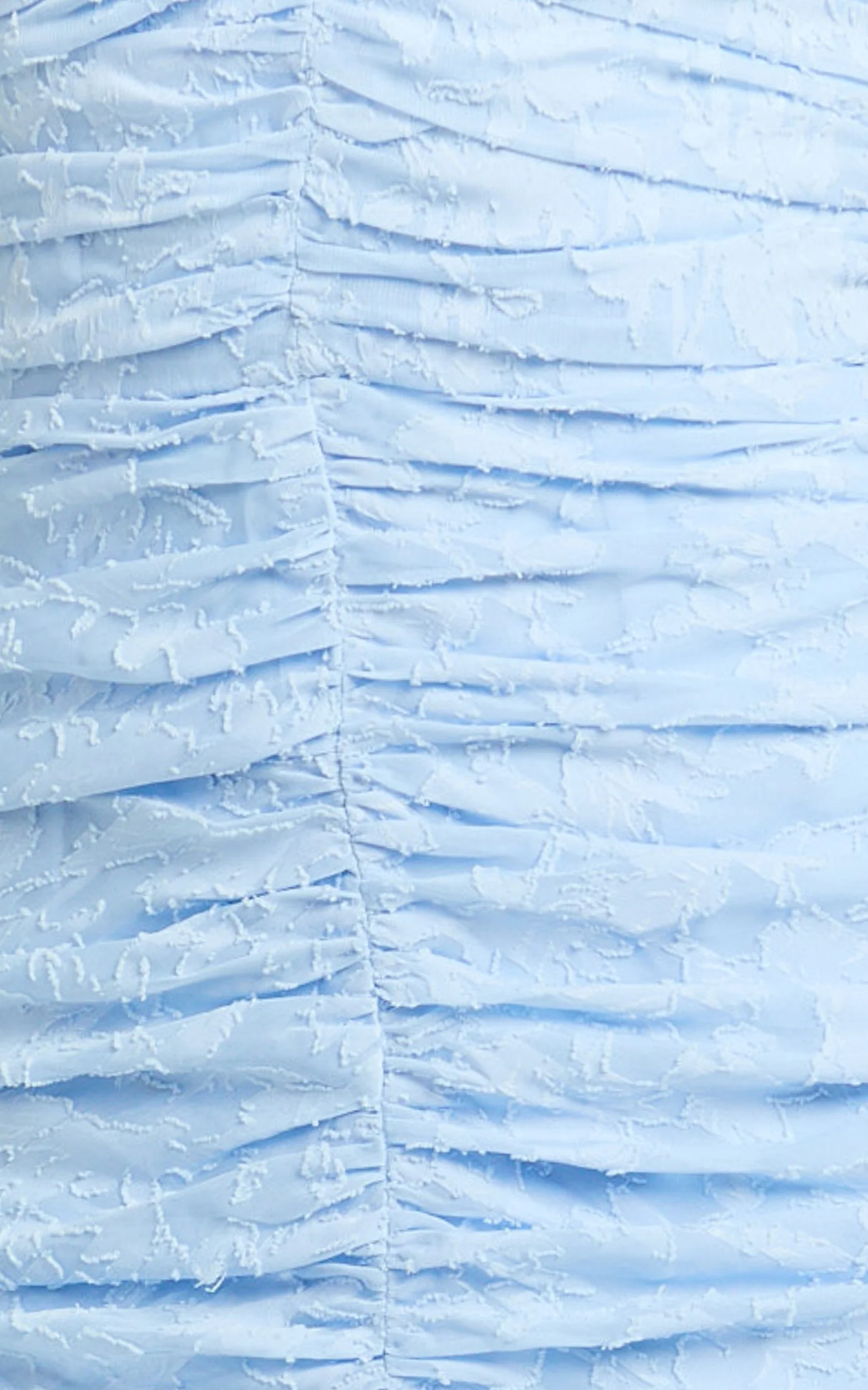 Bijou Maxi Dress - Embroidery Deep V Halter Ruched Dress in Ice Blue