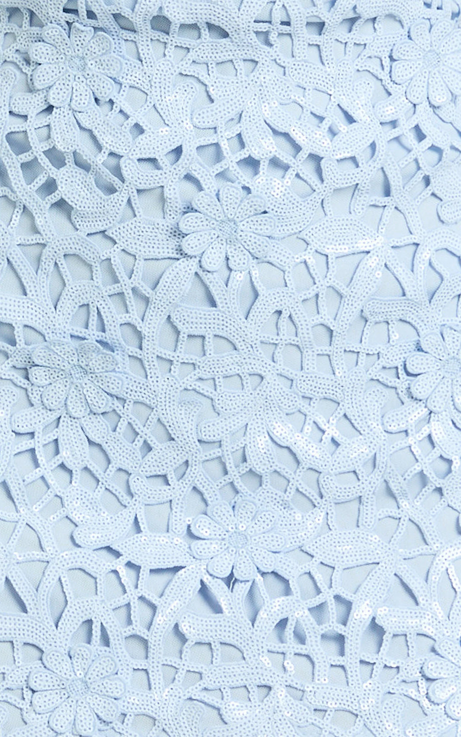 Sabine Mini Dress - 3D Sequin Floral Fitted Dress in Sky Blue