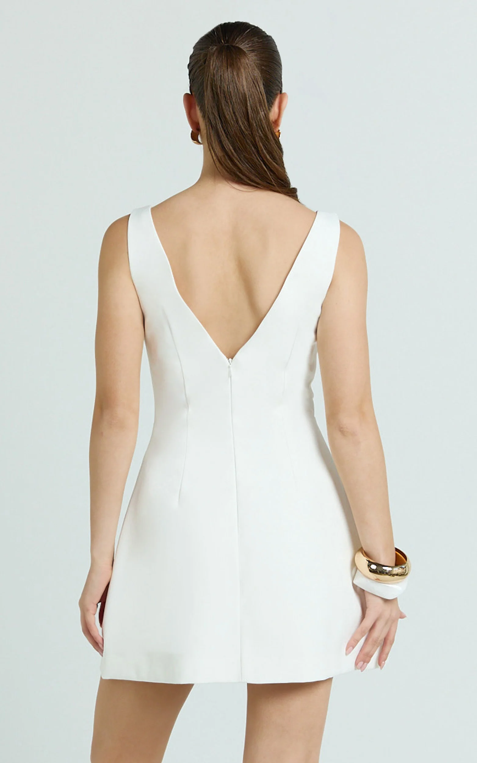 Karissa Mini Dress - V Neck Fit And Flare Dress in White