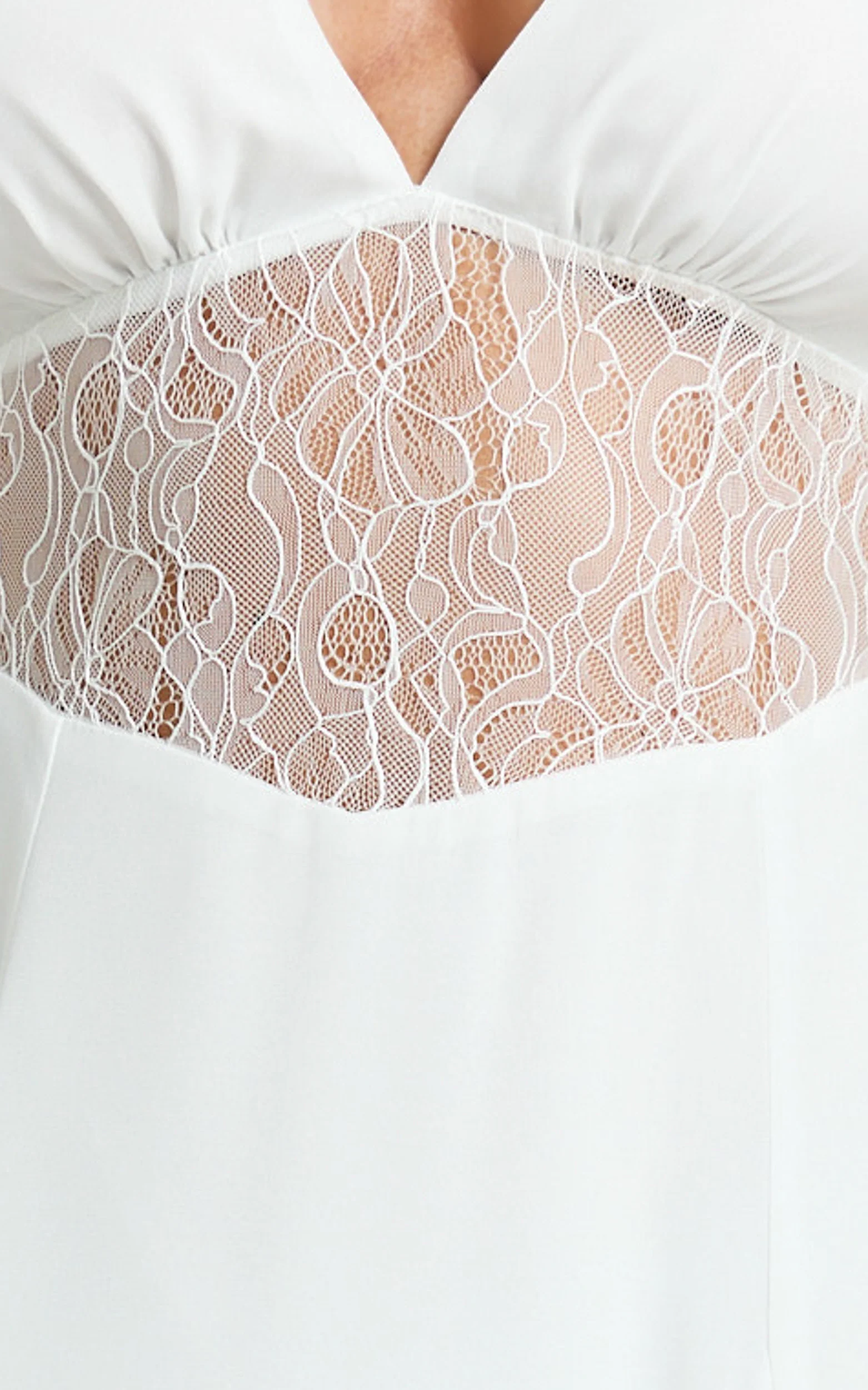 Ysolde Maxi Dress - V Neck Low Back Fit And Flare Dress in White