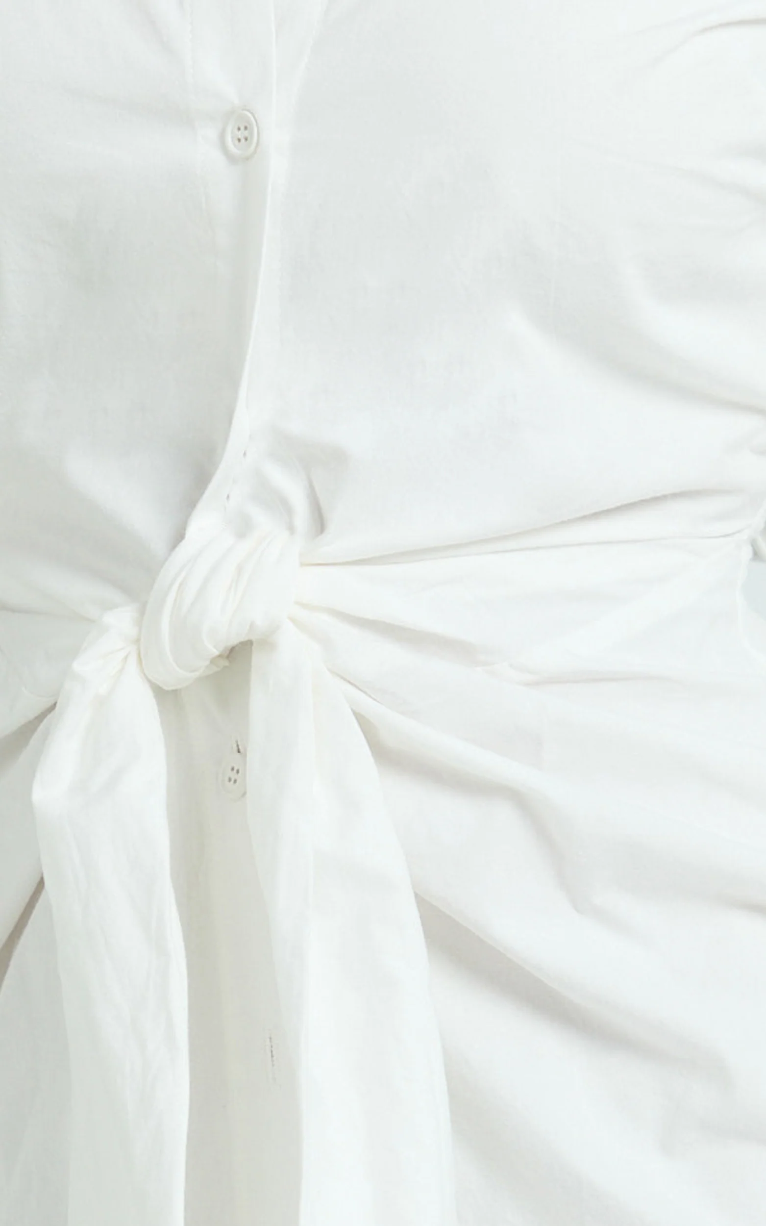 Duncan Mini Dress - Long Sleeve Tie Waist Shirt Dress in White