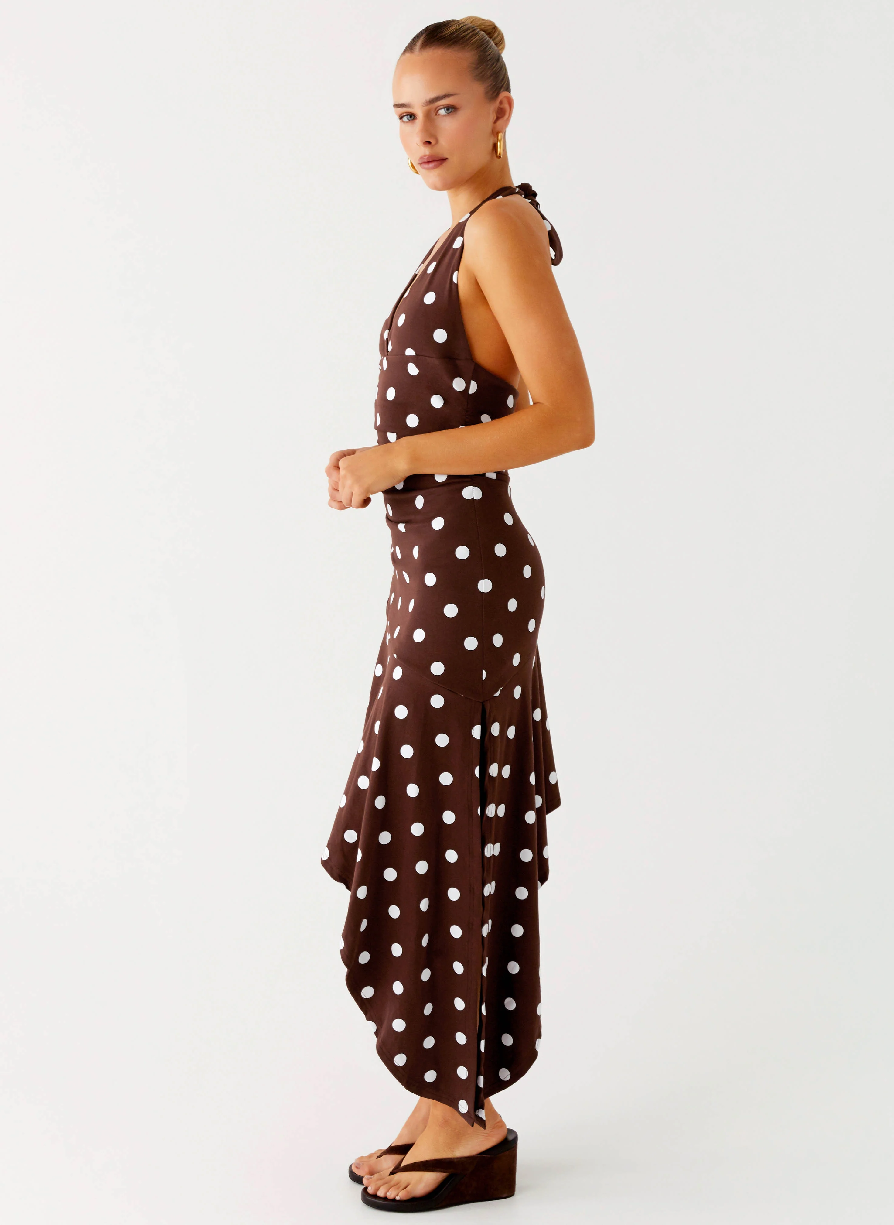 Keylani Halter Midi Dress - Chocolate