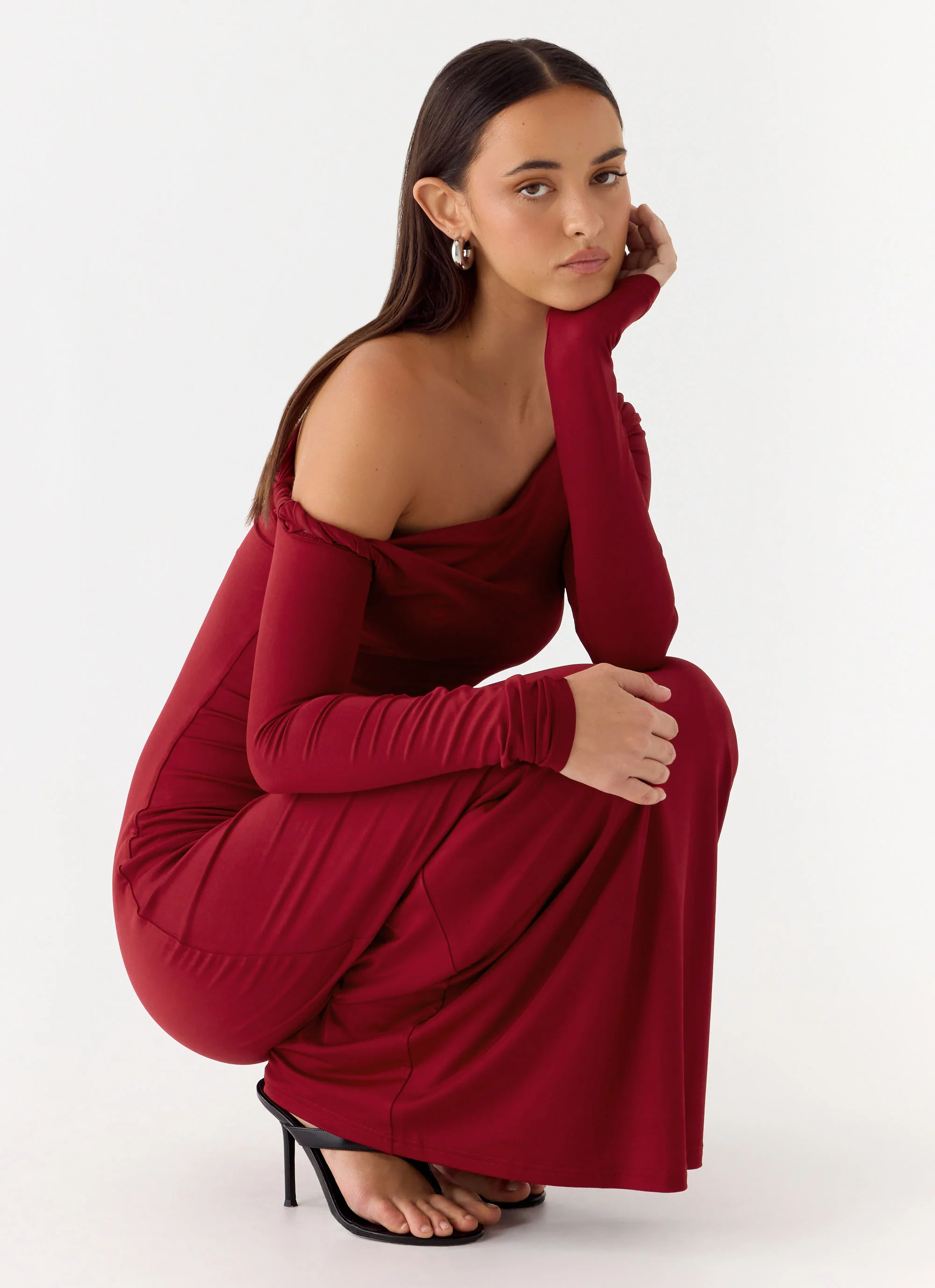 Jordana Twist Maxi Dress - Merlot