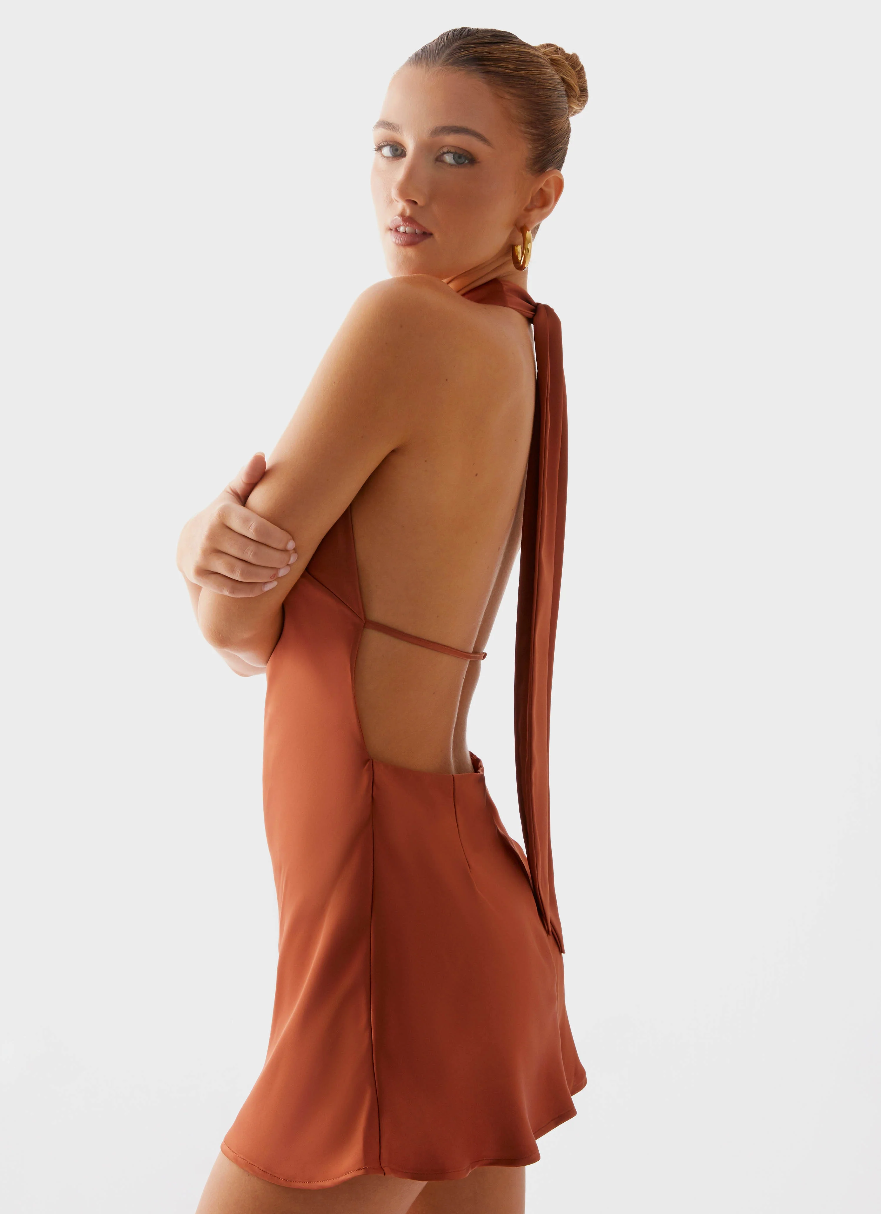 Golden Dunes Mini Dress - Rust