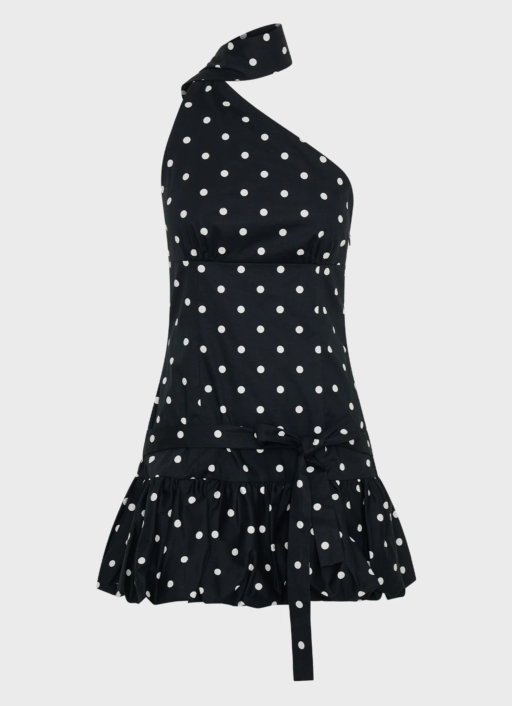 Belina Scarf Mini Dress - Black Polkadot