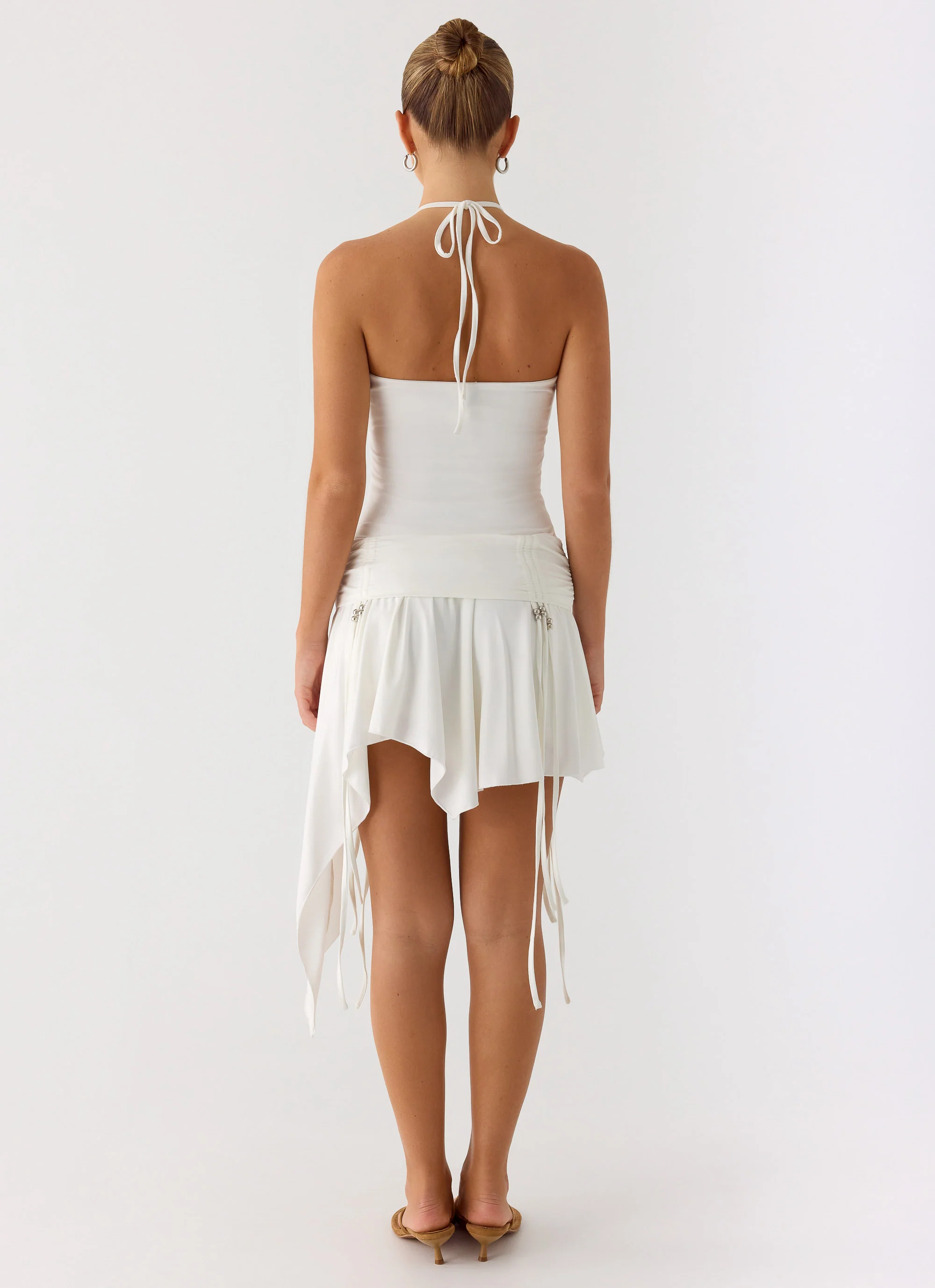 Khalida Jersey Halter Mini Dress - White