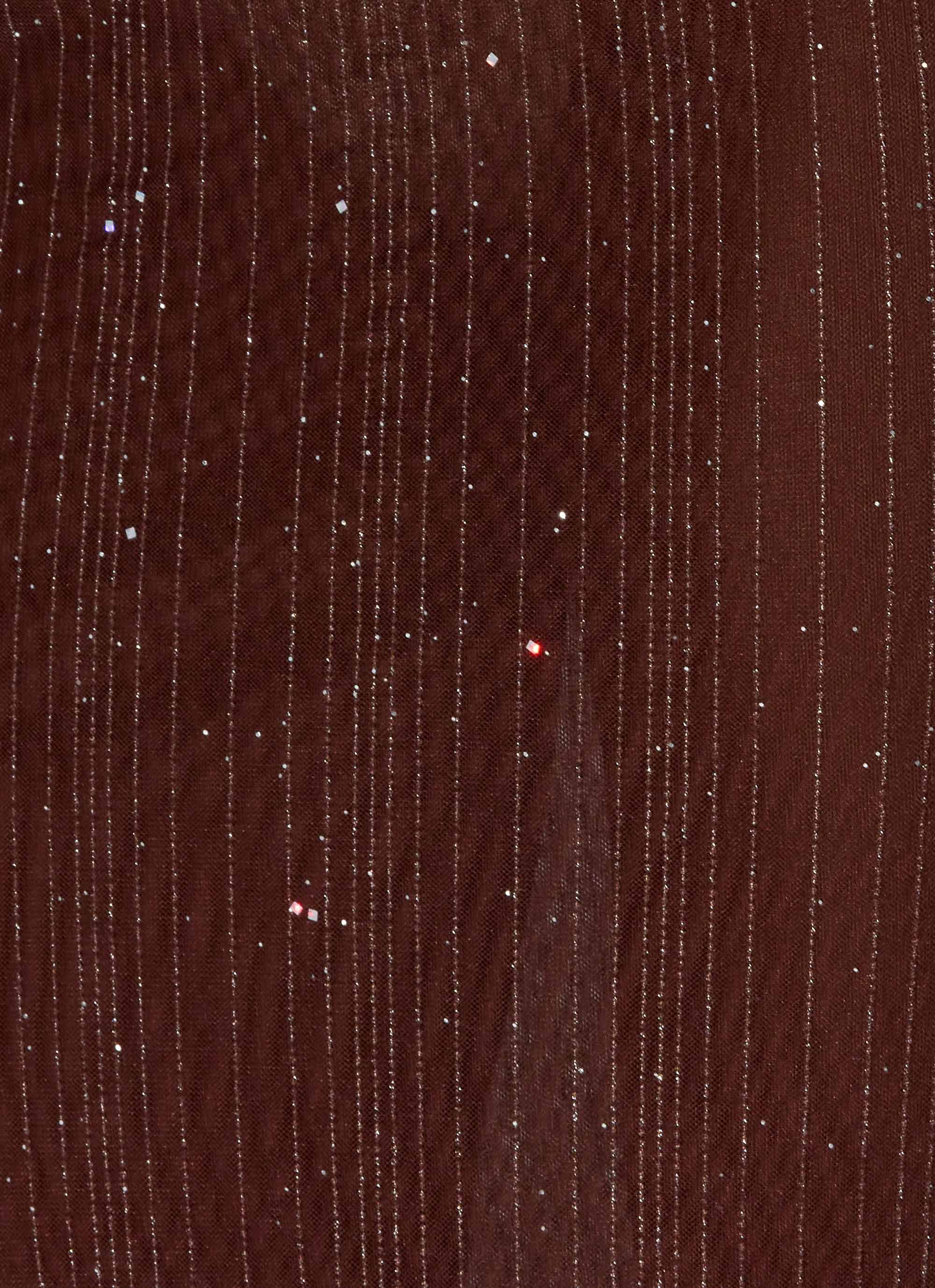 Haylan Sparkle Mesh Maxi Dress - Chocolate