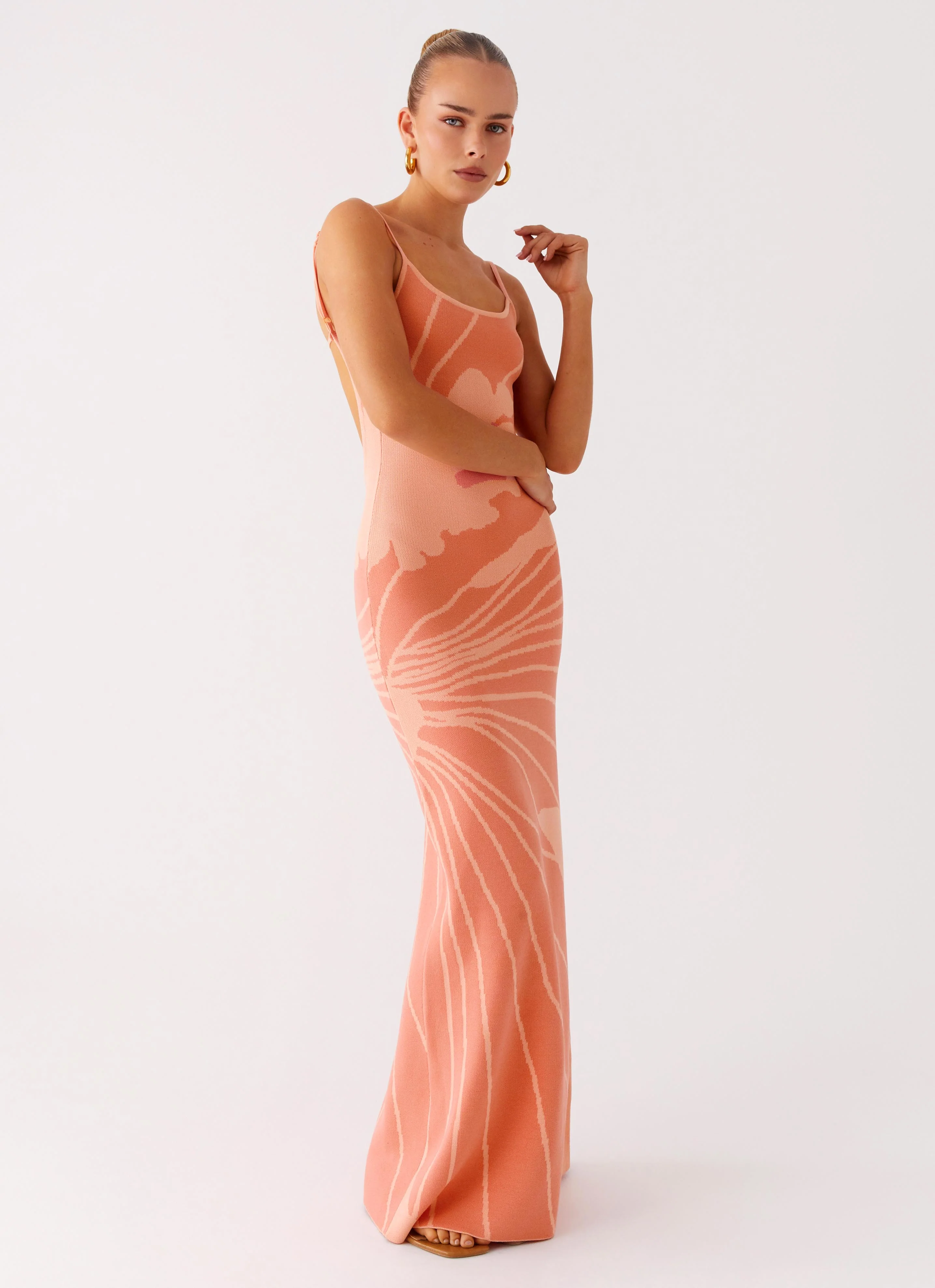 Bliss View Knit Maxi Dress - Peach