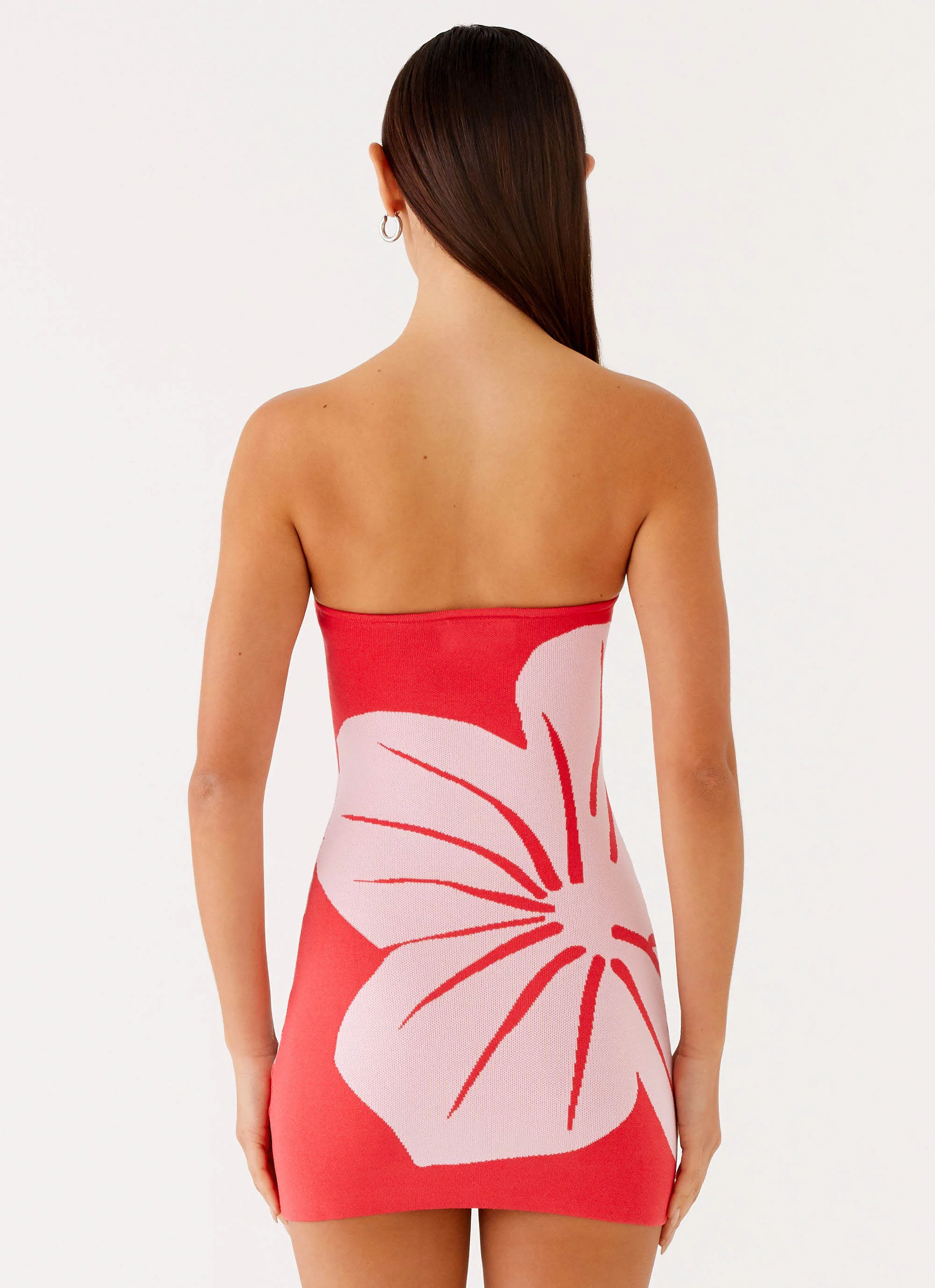 Kader Strapless Knit Mini Dress - Red Floral