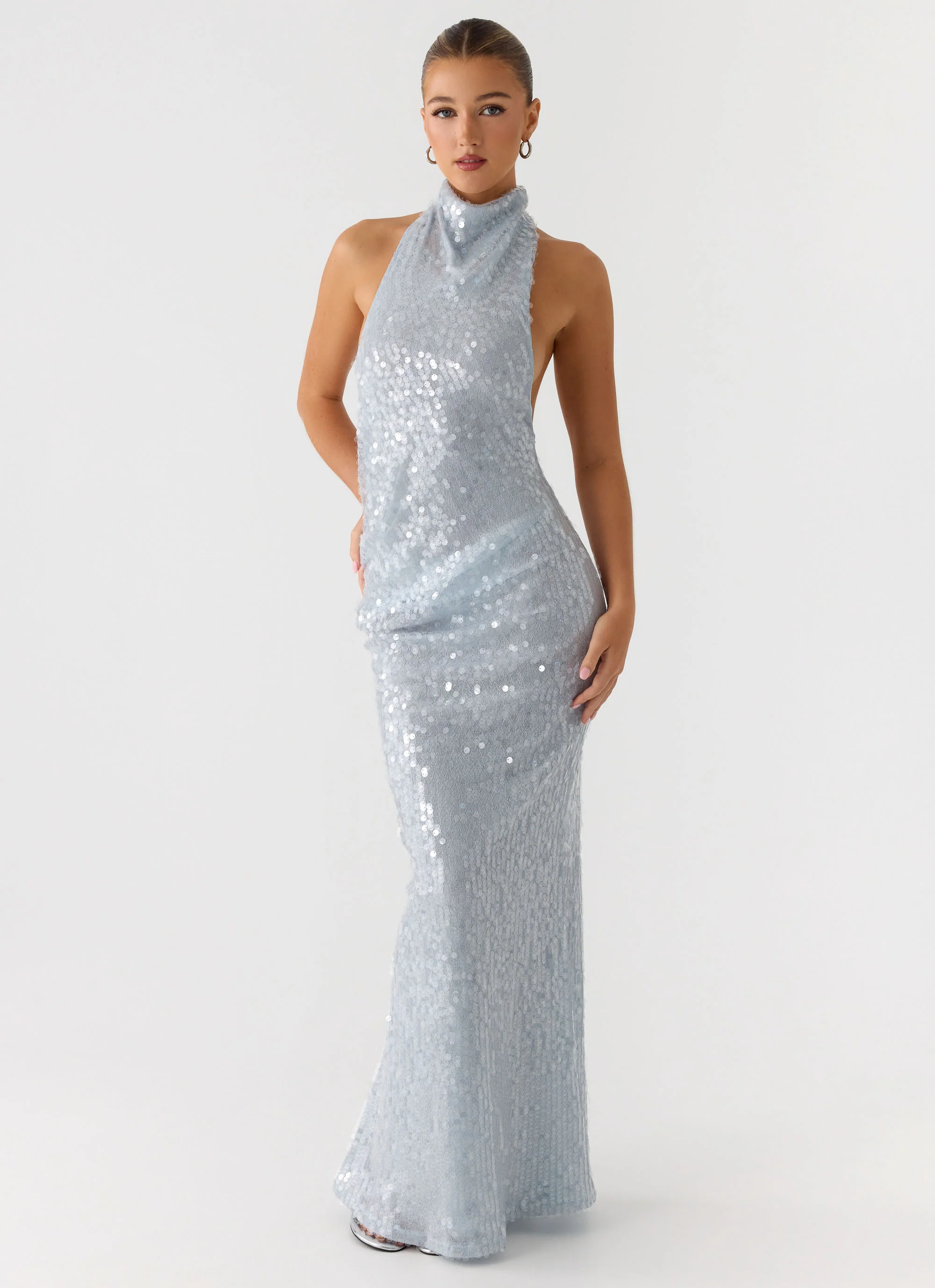 Kaida Sequin Maxi Dress - Misty Blue