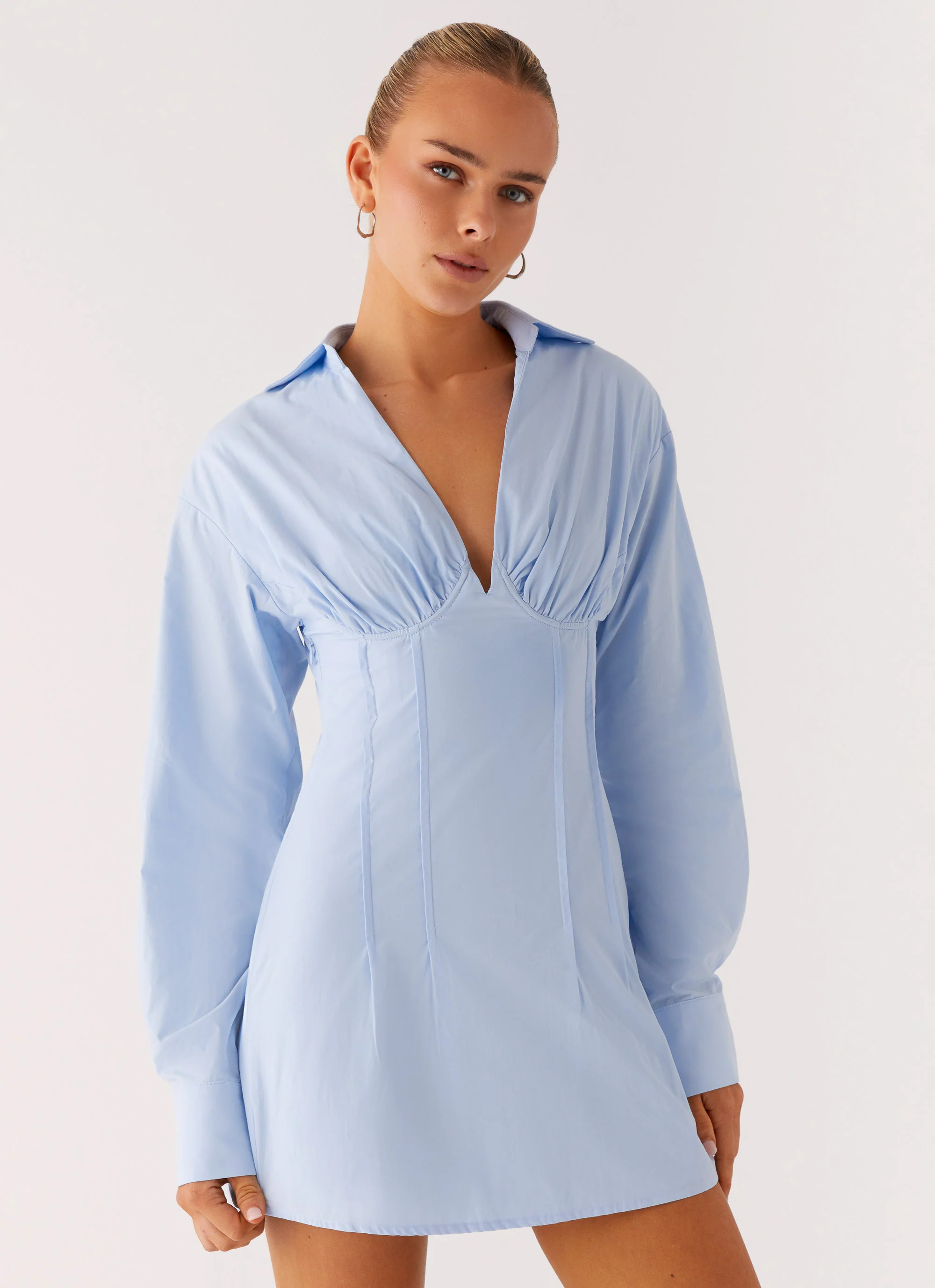 Clancy Mini Shirt Dress - Blue
