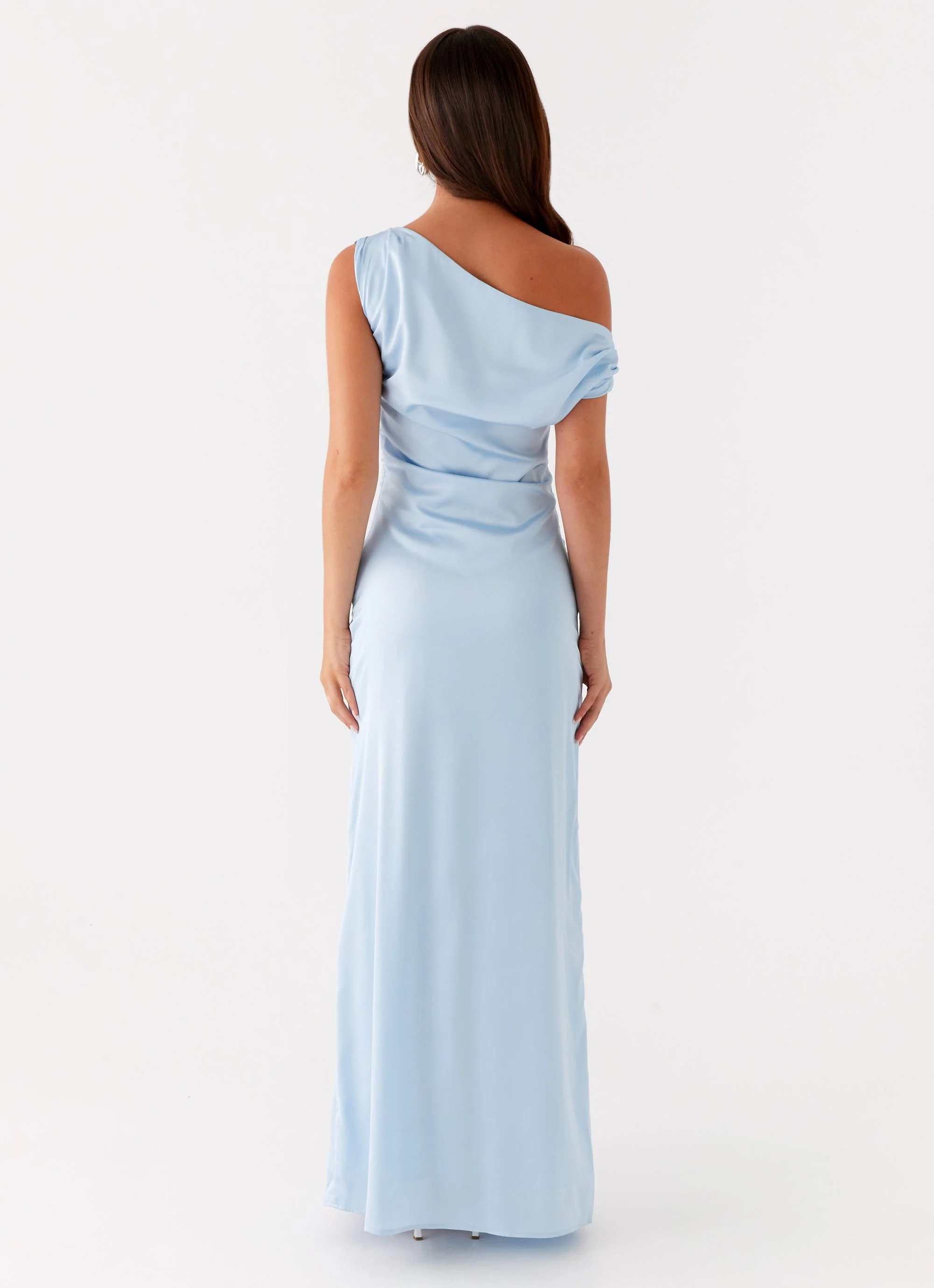 Heart Of Glass Satin Maxi Dress - Blue