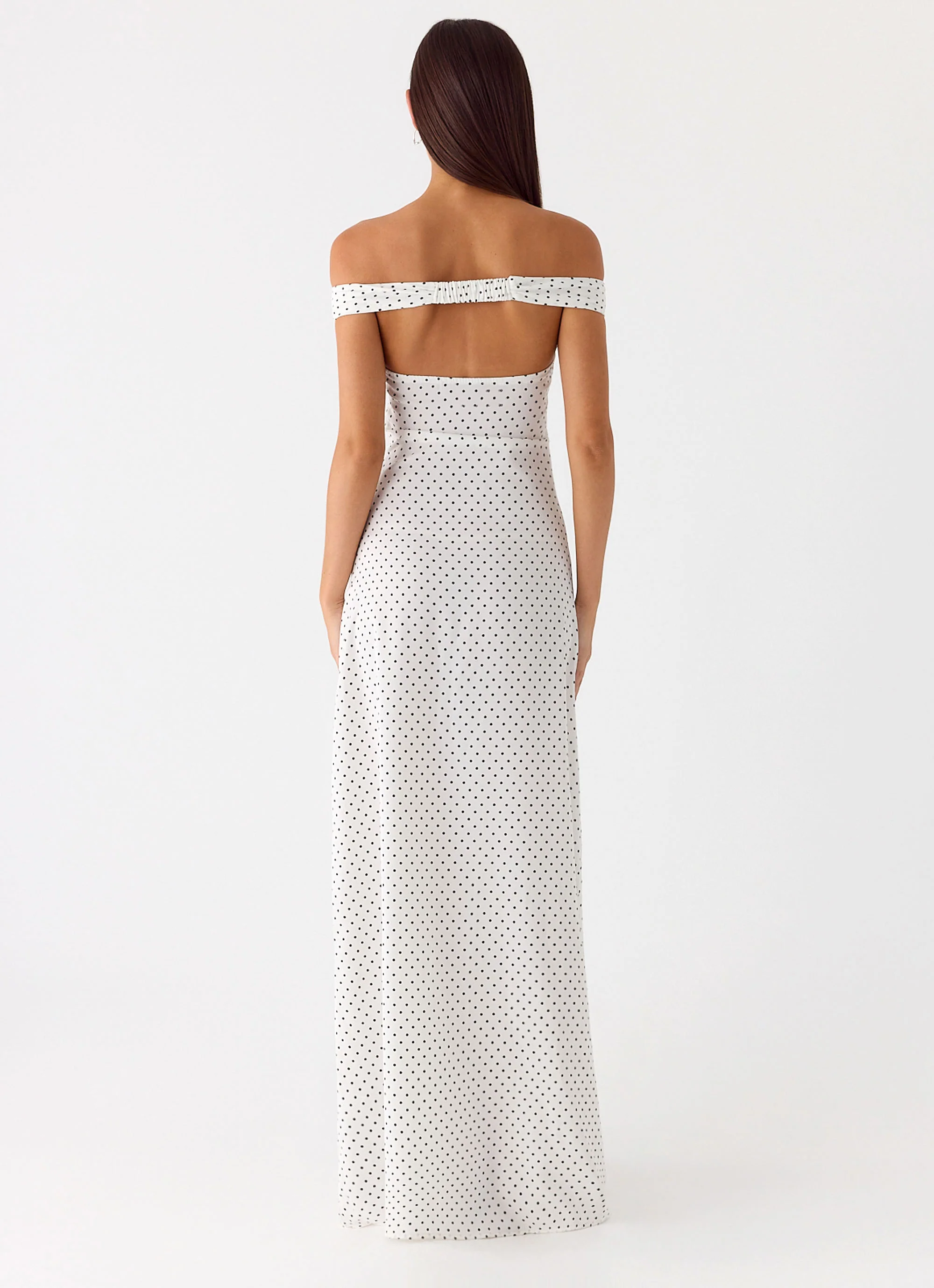 Melany Maxi Dress - White Polkadot