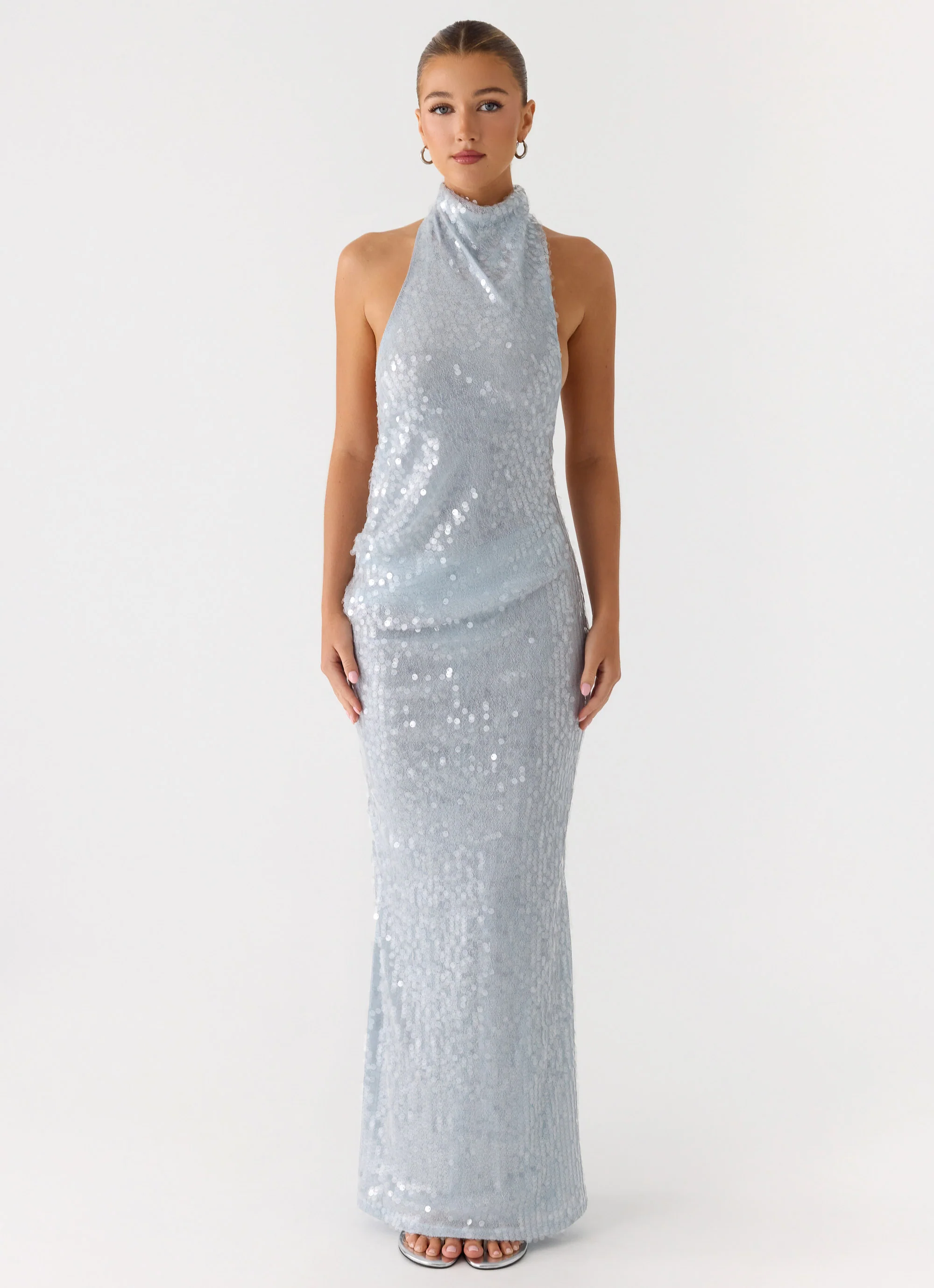 Kaida Sequin Maxi Dress - Misty Blue