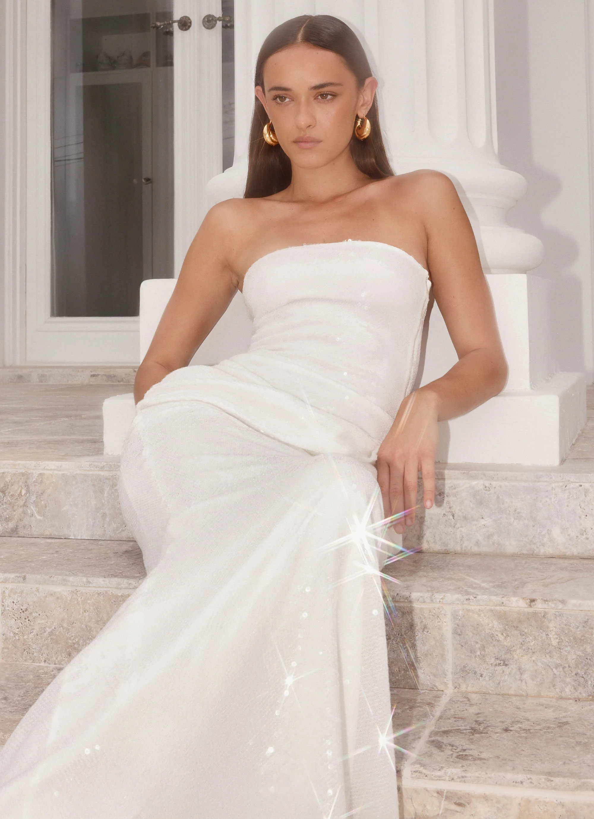 Anticipating Sequin Maxi Dress - White