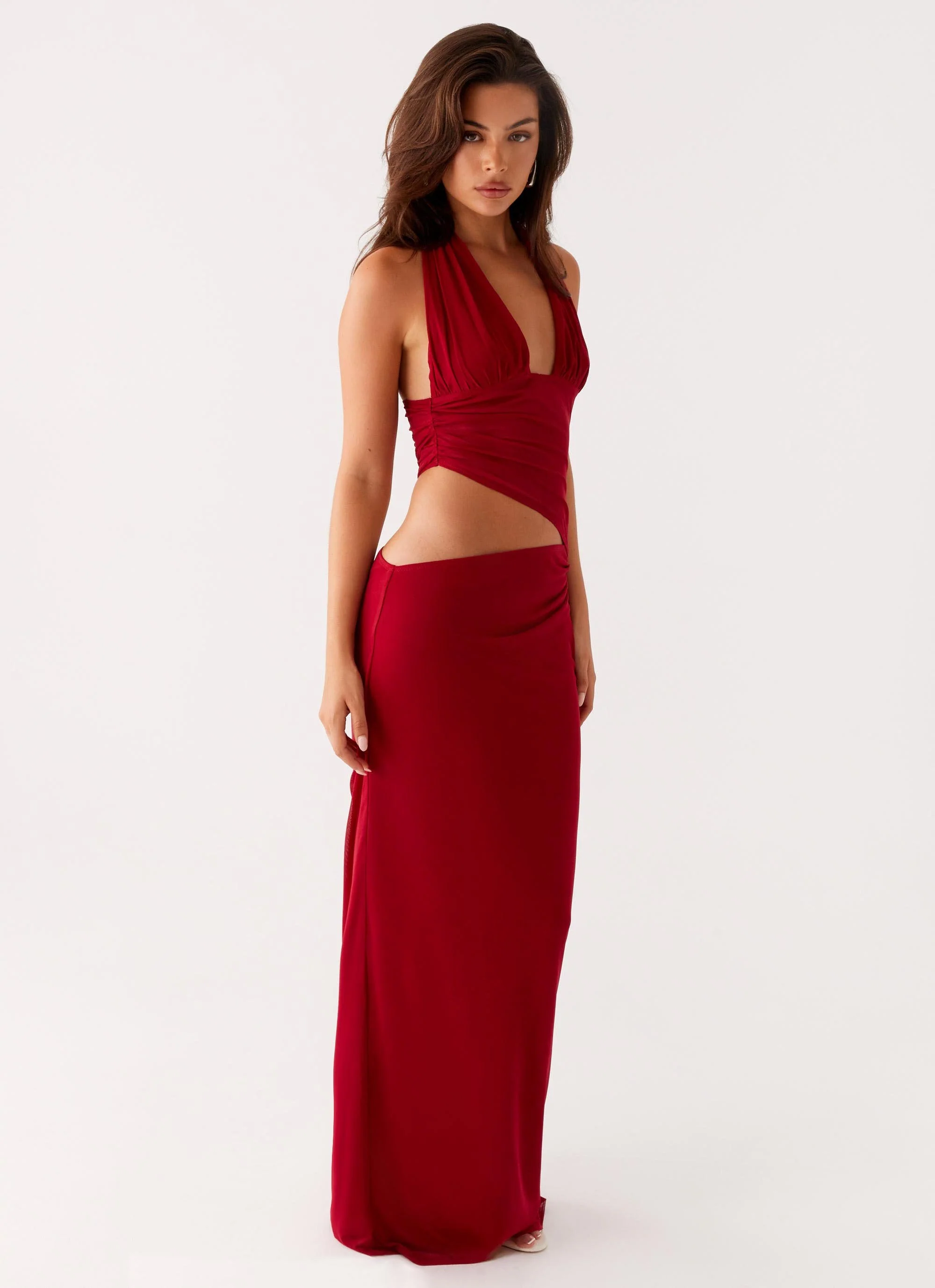 Main Act Halter Maxi Dress - Raspberry
