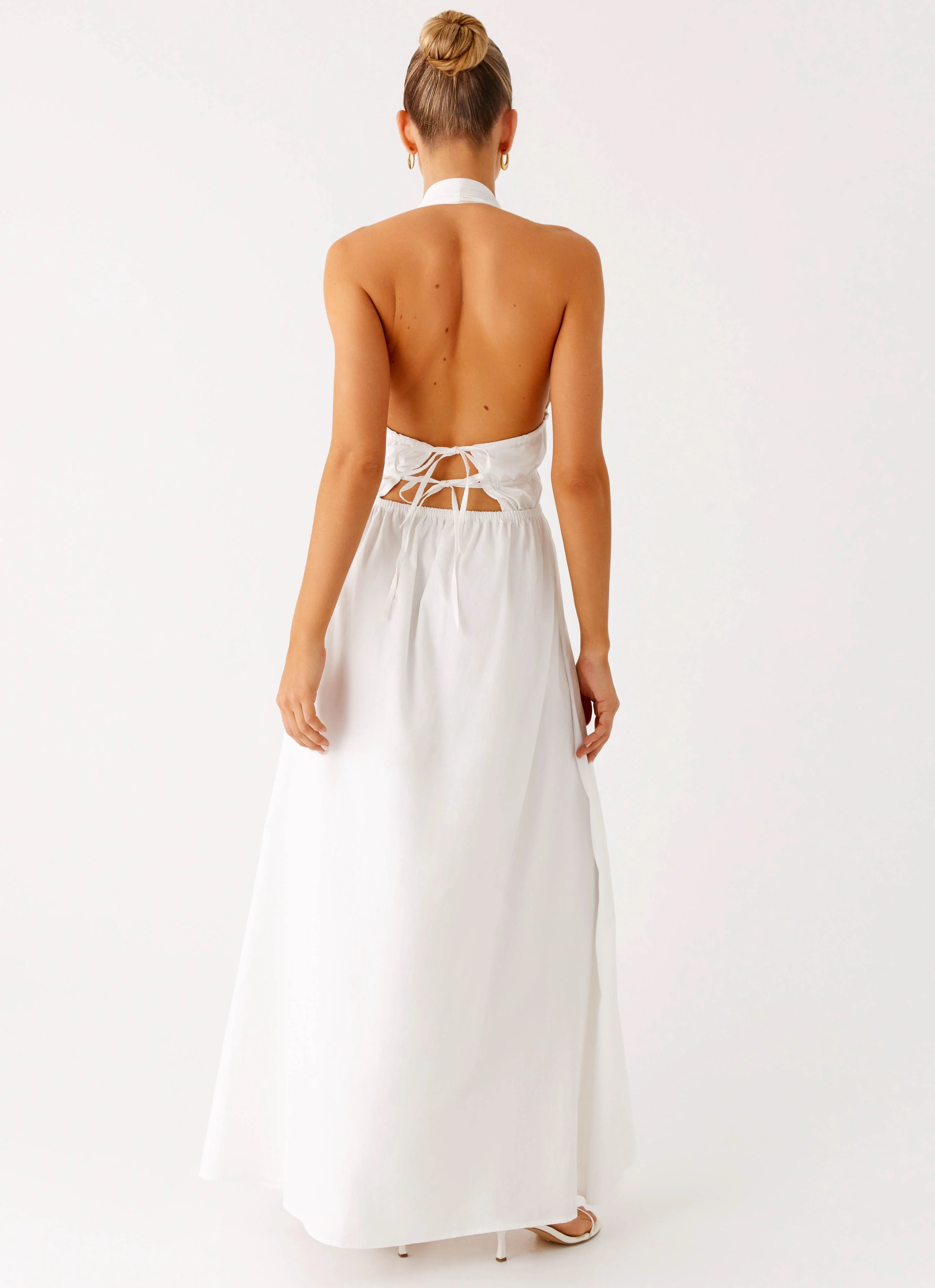 Figaro Halter Maxi Dress - White