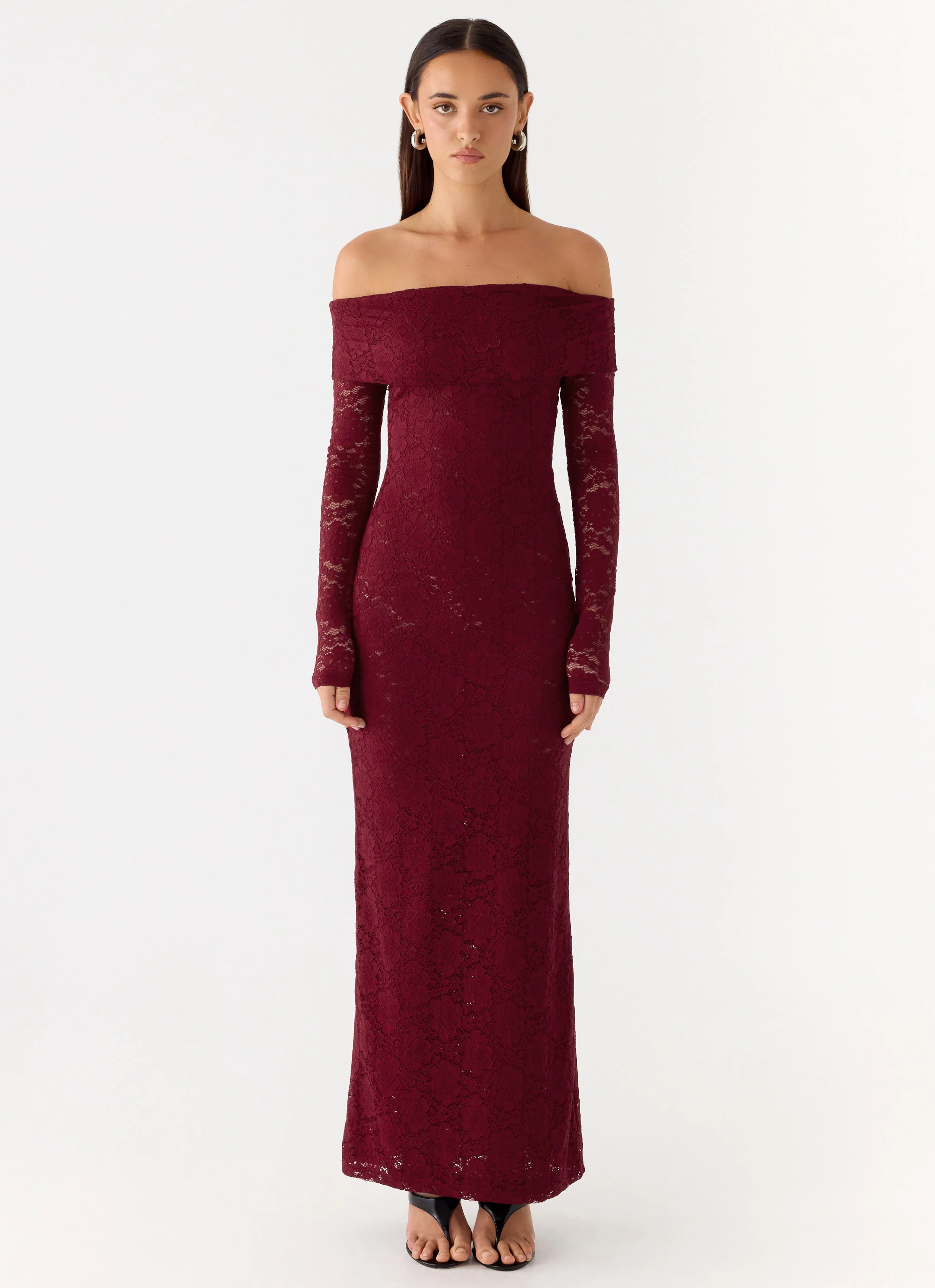 Yours Always Lace Maxi Dress - Merlot