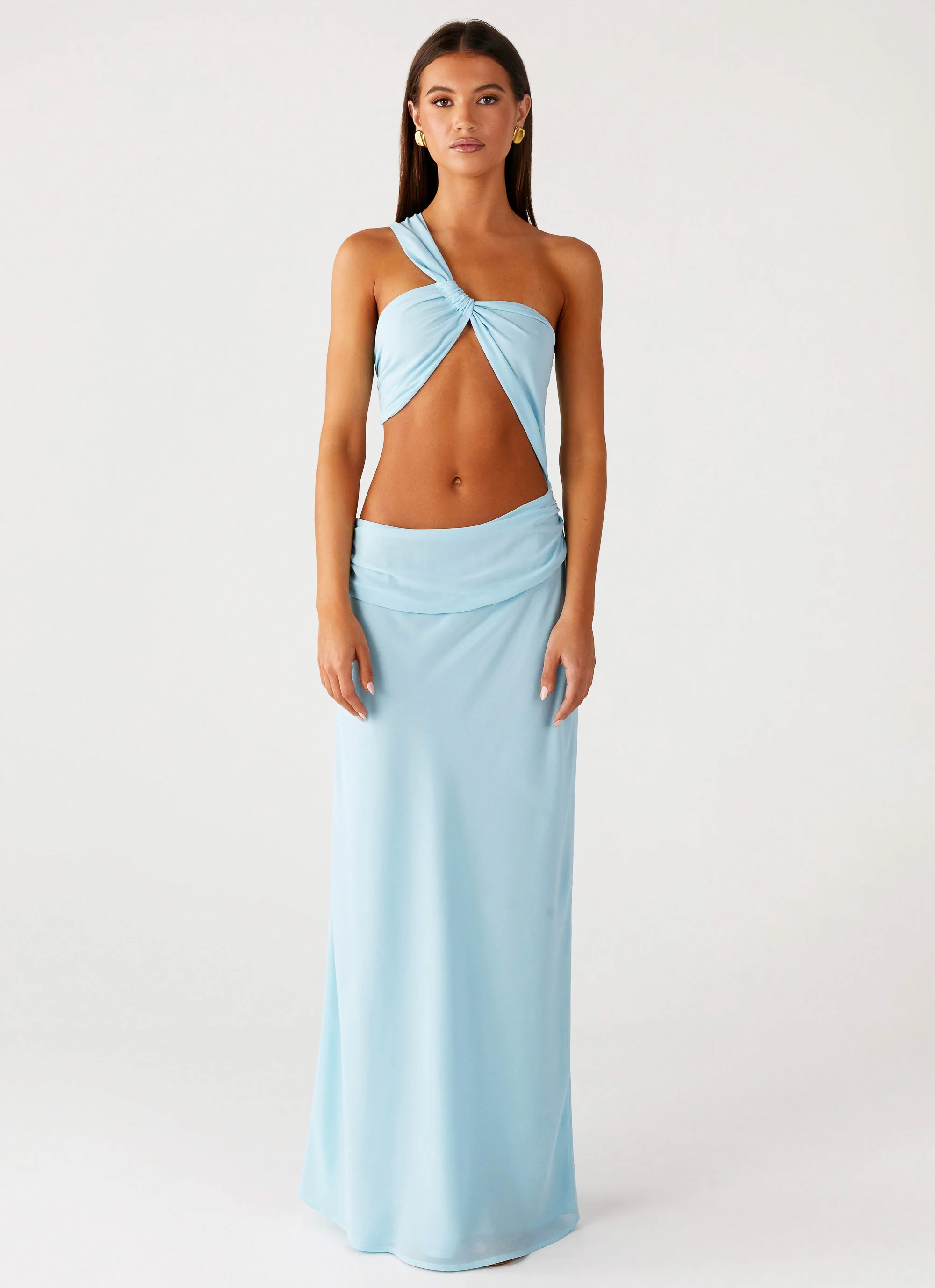 Cindelle One Shoulder Maxi Dress - Turquoise