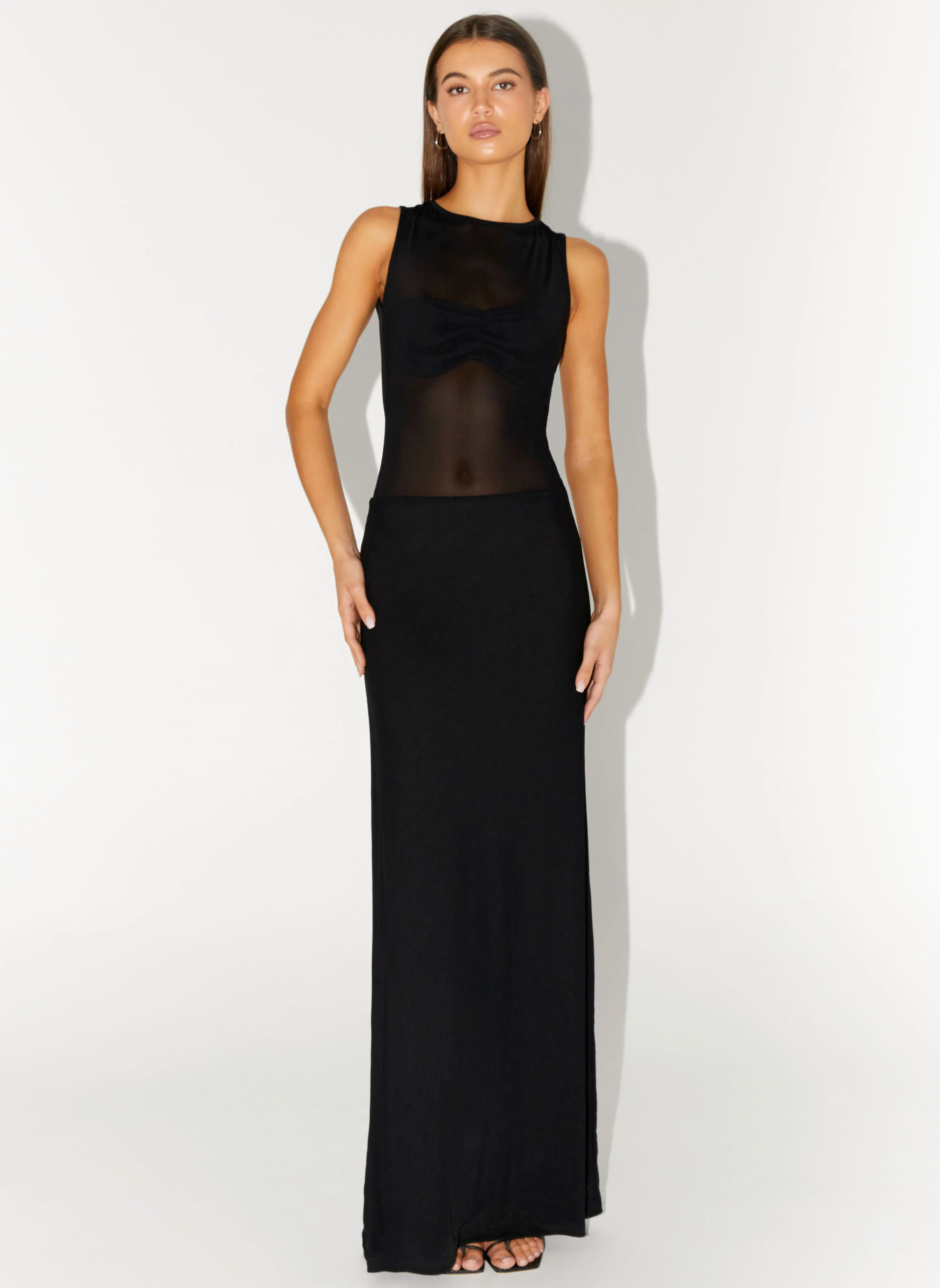 Lyria Mesh Maxi Dress - Black