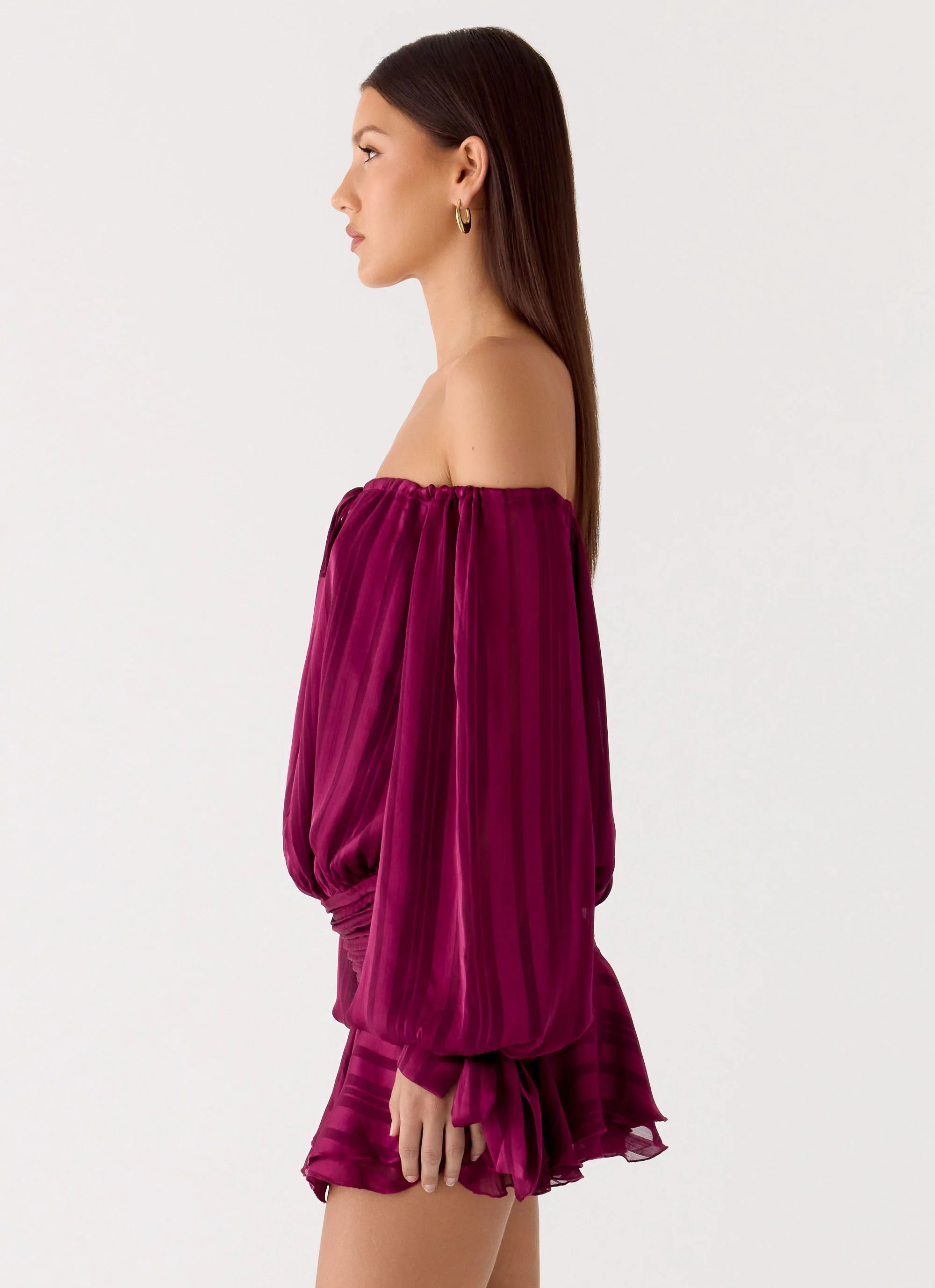 Eira Balloon Sleeve Mini Dress - Plum
