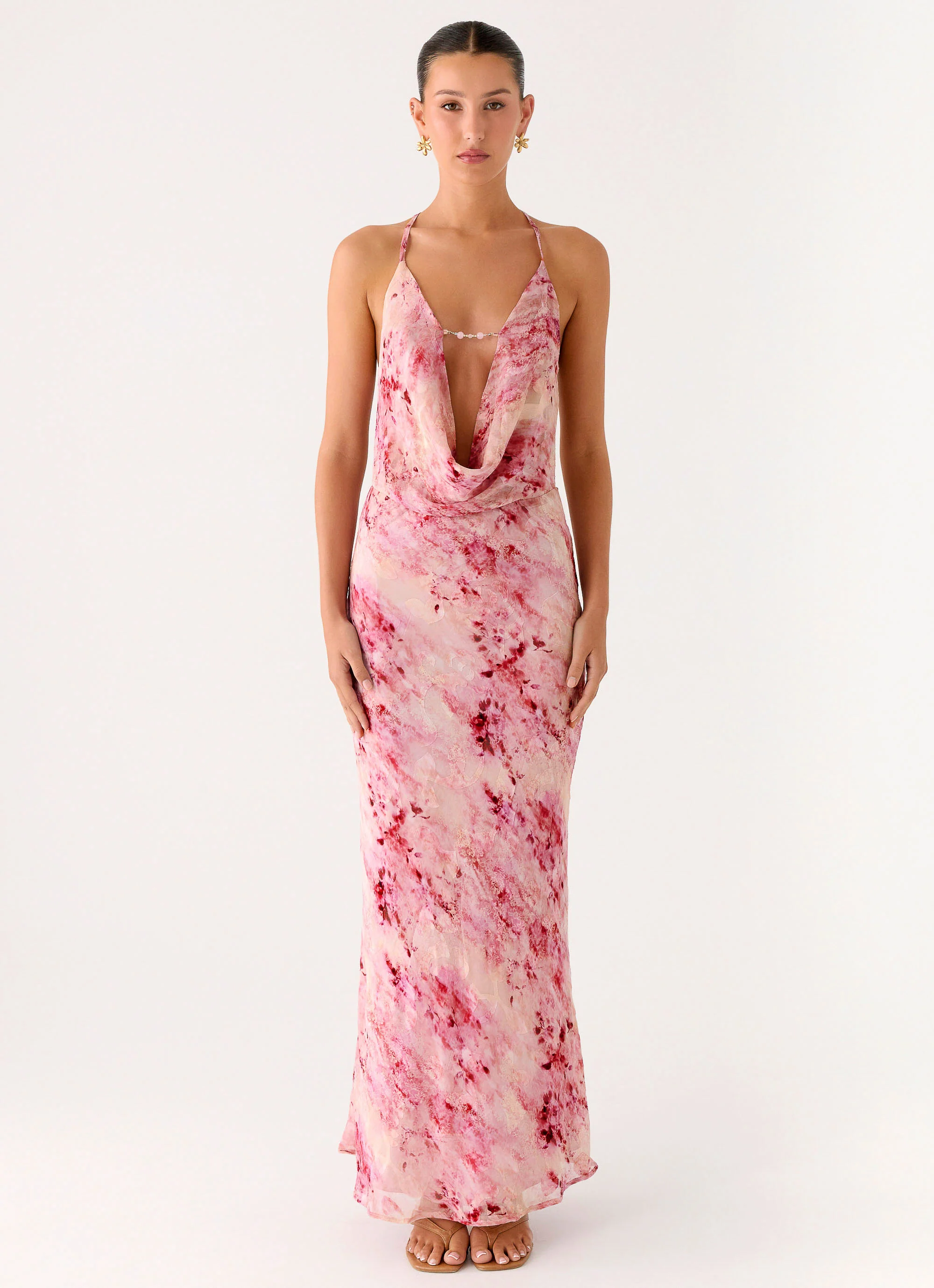 Pure Heart Cowl Maxi Dress - Pink