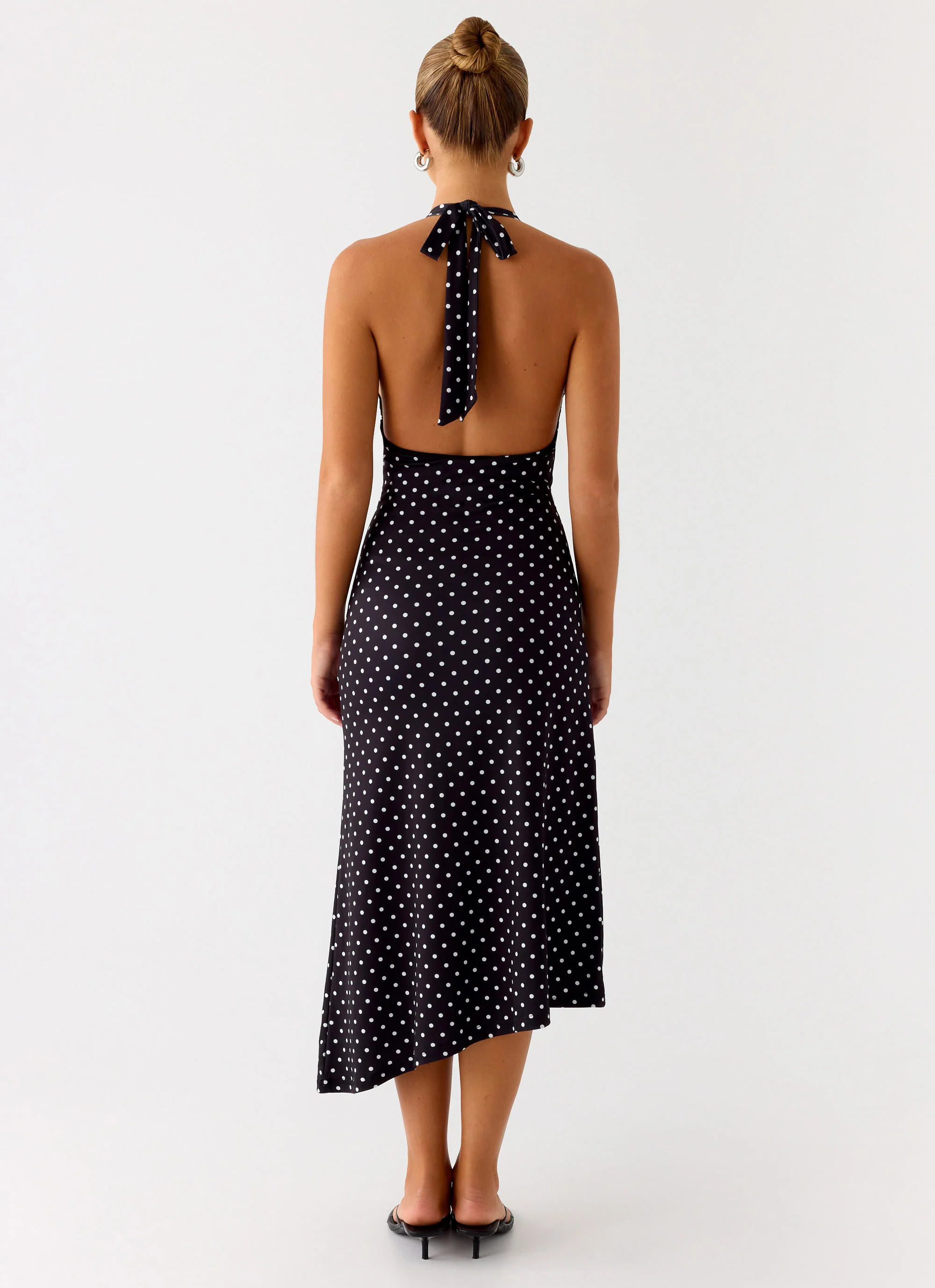Illuminate Halter Midi Dress - Black Polkadot
